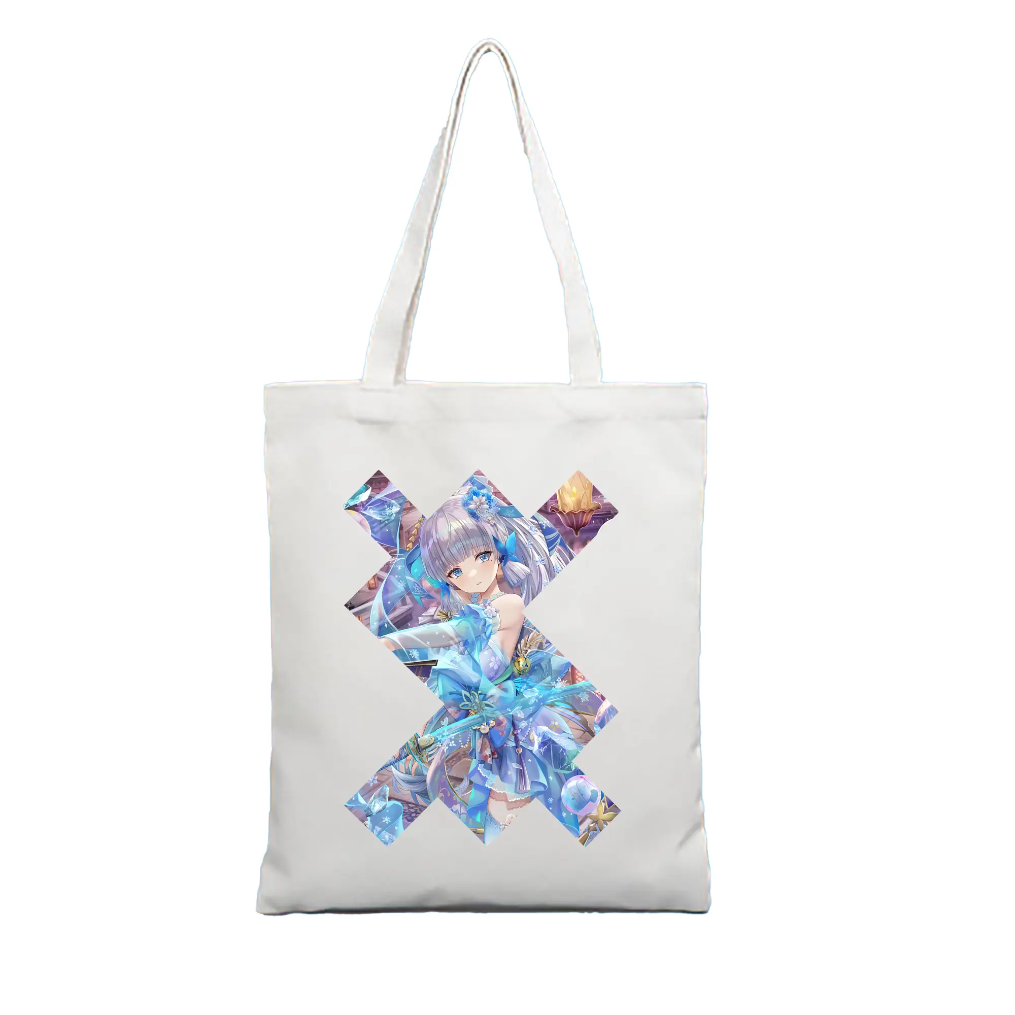 原 神 グッズ 神里綾華 - 縦型キャンバス手提げバッグ（トートバッグ） ・ キャンバス素材 ・ ショッピング用 ・ 軽量 丈夫 お手入れ簡単