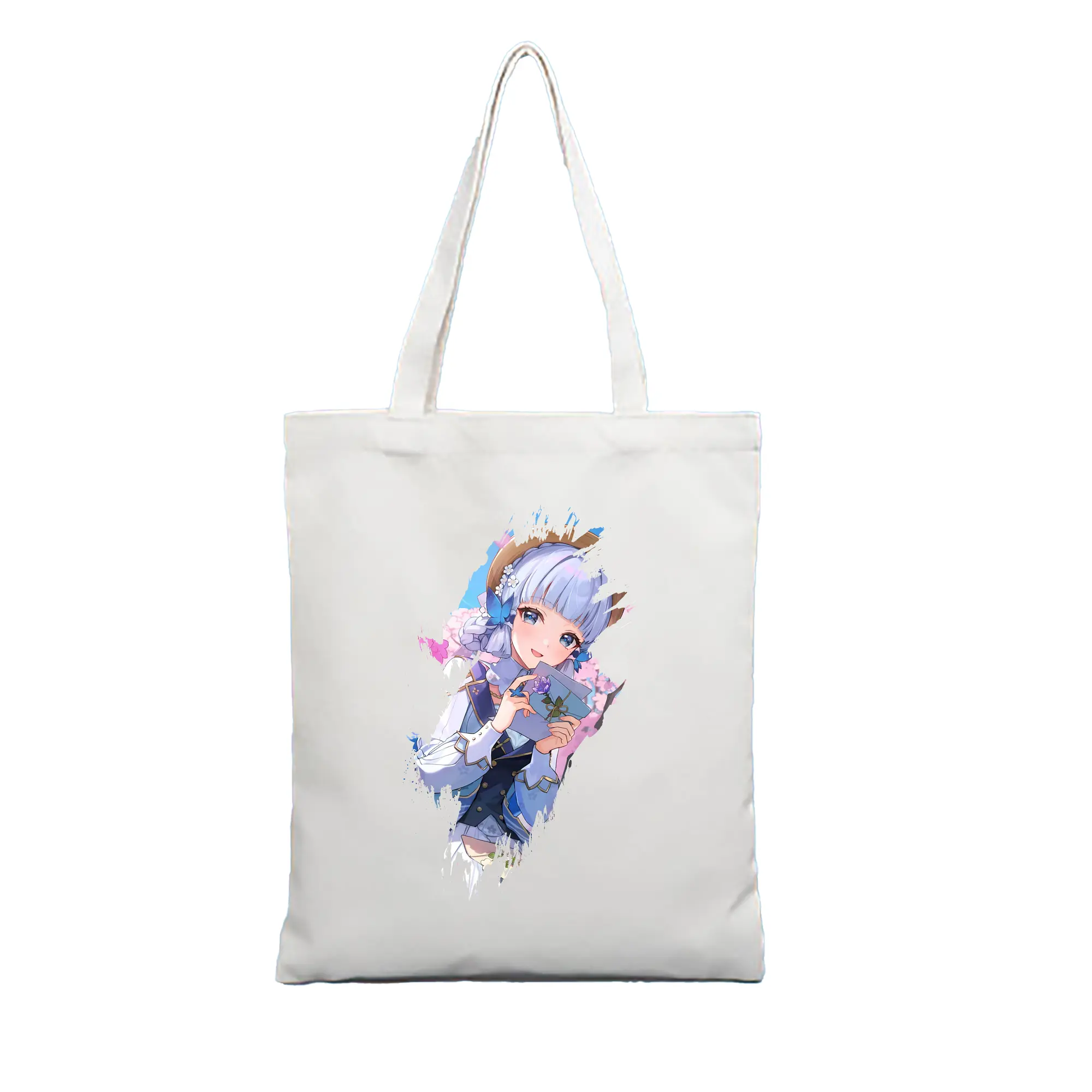原 神 グッズ 神里綾華 - 縦型キャンバス手提げバッグ（トートバッグ） ・ キャンバス素材 ・ ショッピング用 ・ 軽量 丈夫 お手入れ簡単