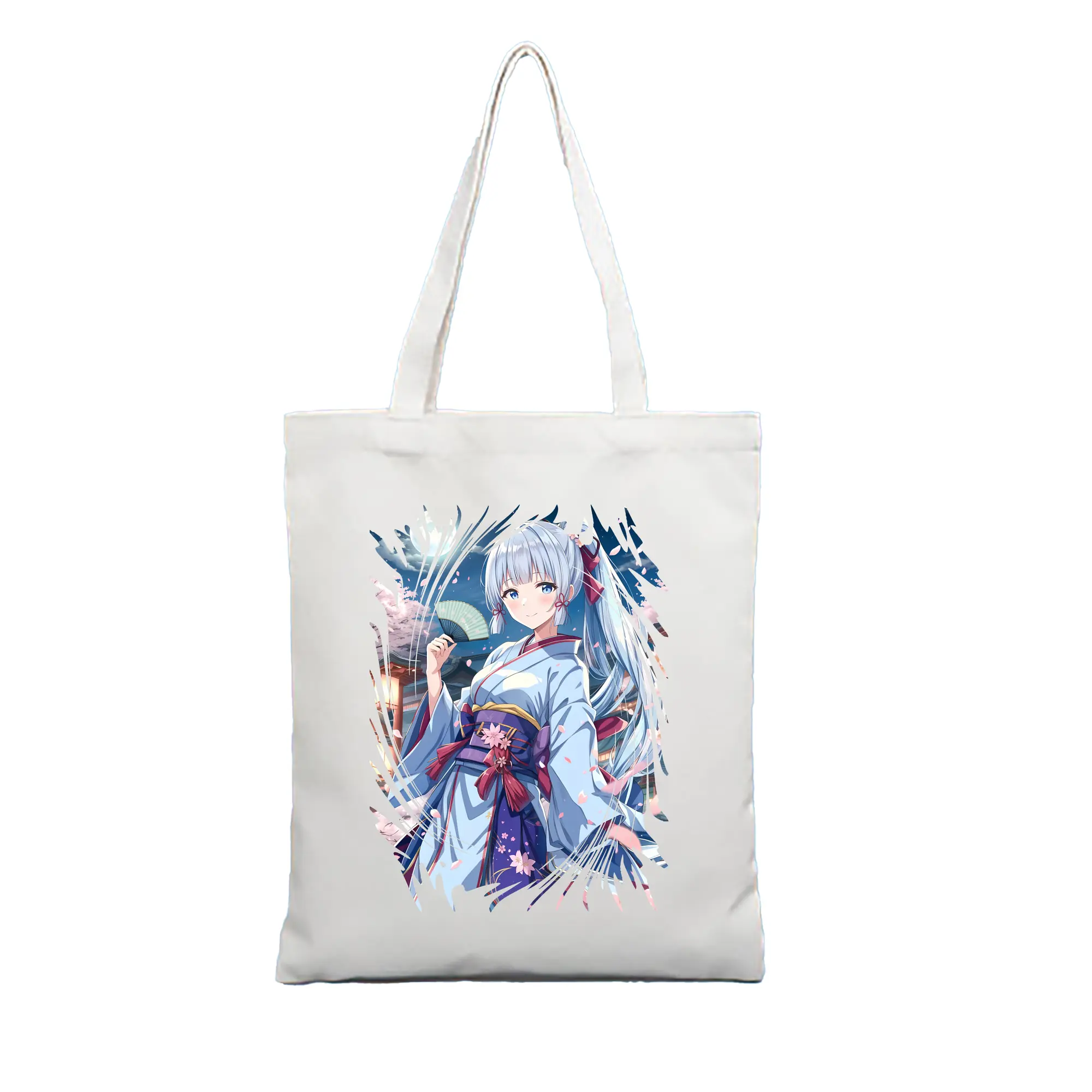 原 神 グッズ 神里綾華 - 縦型キャンバス手提げバッグ（トートバッグ） ・ キャンバス素材 ・ ショッピング用 ・ 軽量 丈夫 お手入れ簡単