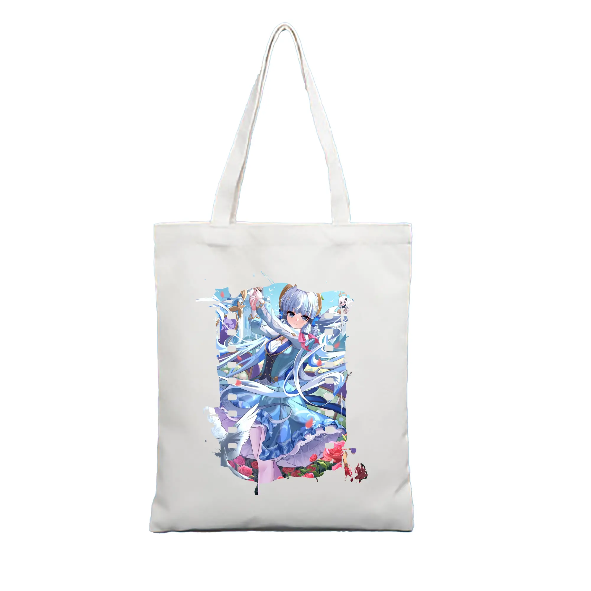 原 神 グッズ 神里綾華 - 縦型キャンバス手提げバッグ（トートバッグ） ・ キャンバス素材 ・ ショッピング用 ・ 軽量 丈夫 お手入れ簡単