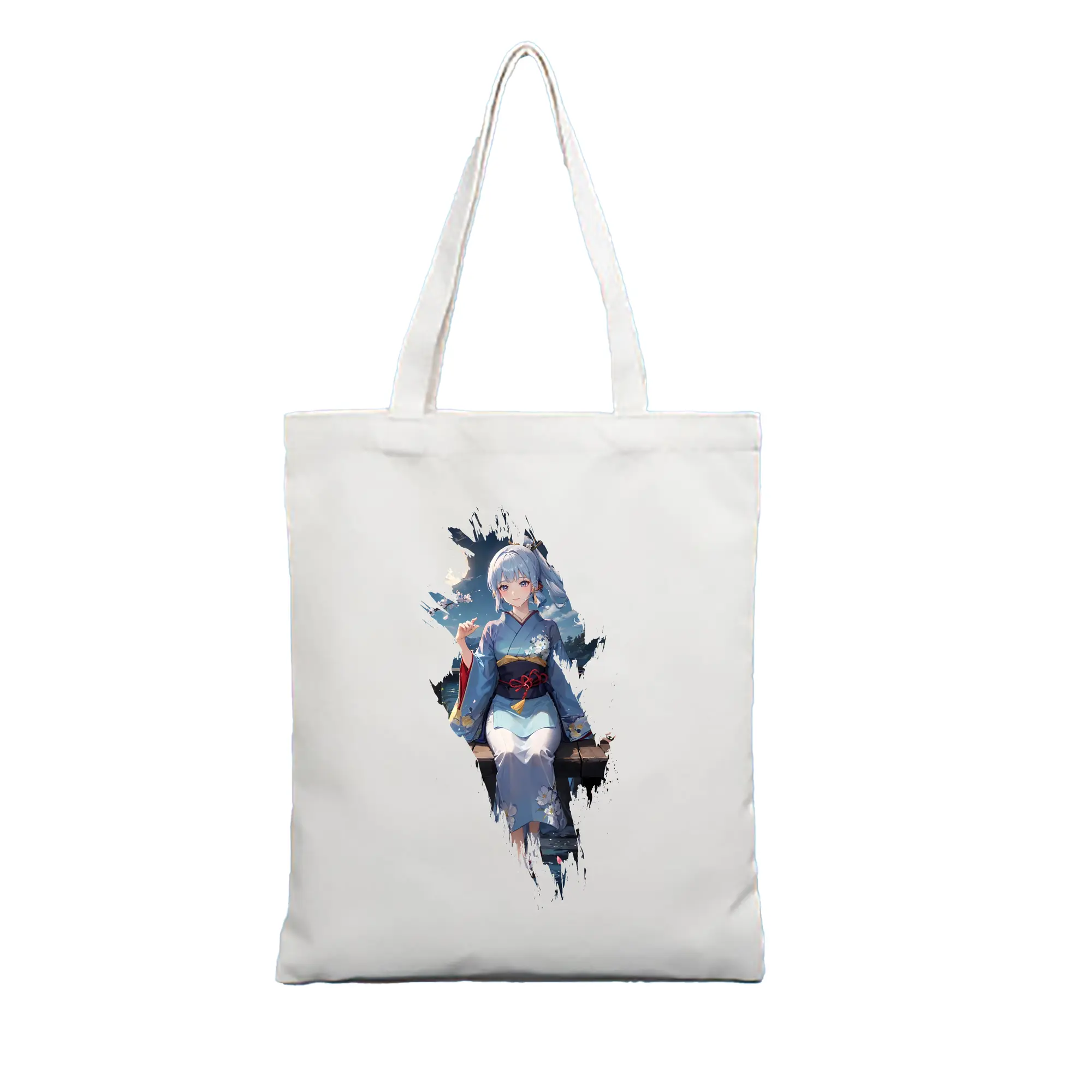 原 神 グッズ 神里綾華 - 縦型キャンバス手提げバッグ（トートバッグ） ・ キャンバス素材 ・ ショッピング用 ・ 軽量 丈夫 お手入れ簡単