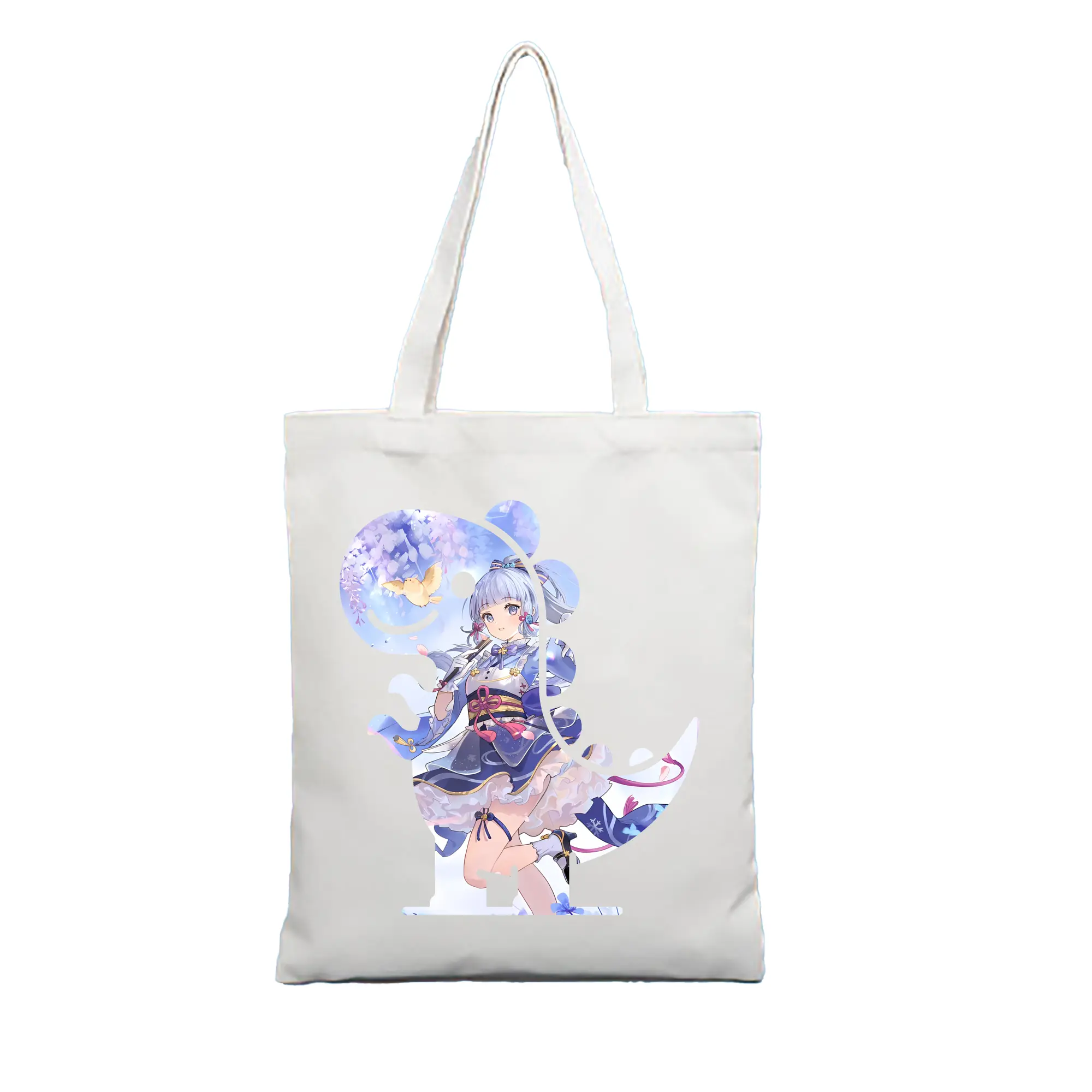 原 神 グッズ 神里綾華 - 縦型キャンバス手提げバッグ（トートバッグ） ・ キャンバス素材 ・ ショッピング用 ・ 軽量 丈夫 お手入れ簡単