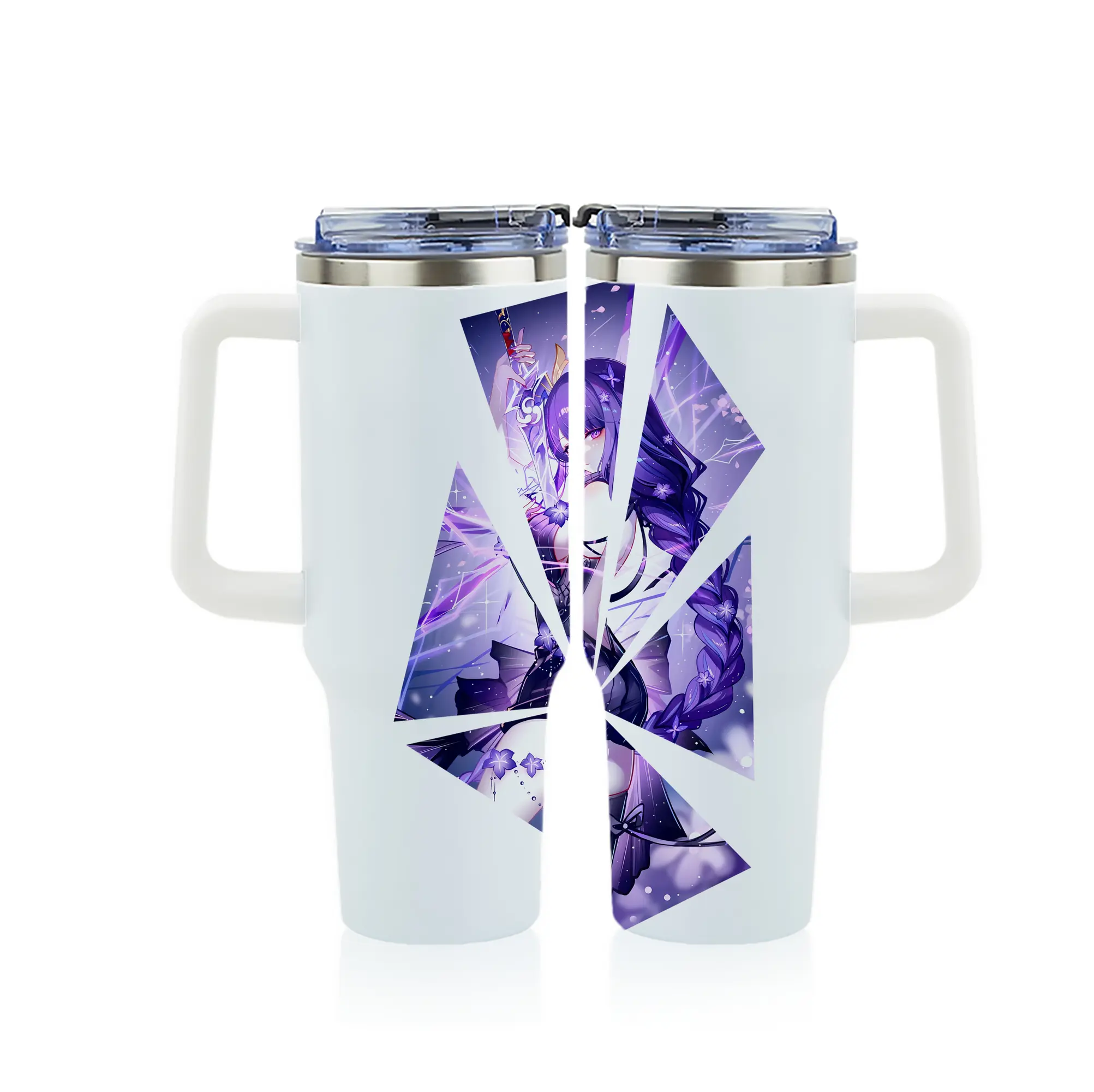 原 神 グッズ 雷電将軍 - 1200mL フルプリント車用タンブラー ・ 304ステンレス 内側 ・ 201ステンレス 外側 ・ 保温 保冷 ・ 通勤 ドライブ アウトドア用