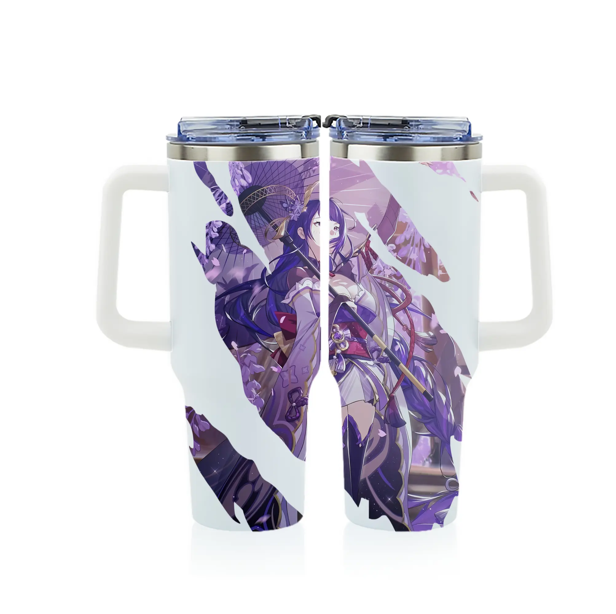 原 神 グッズ 雷電将軍 - 1200mL フルプリント車用タンブラー ・ 304ステンレス 内側 ・ 201ステンレス 外側 ・ 保温 保冷 ・ 通勤 ドライブ アウトドア用