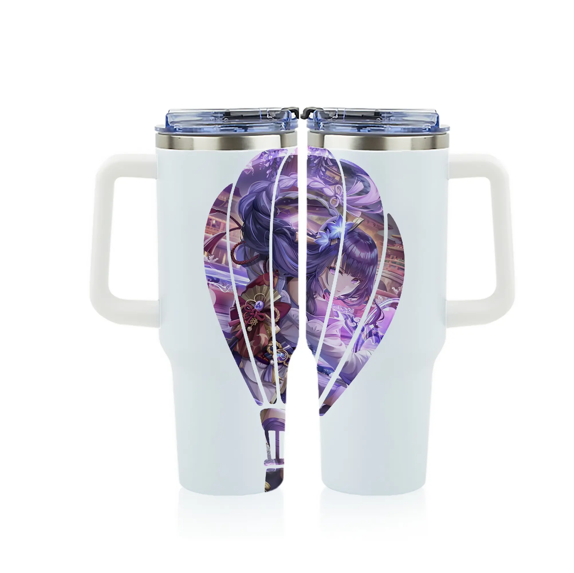 原 神 グッズ 雷電将軍 - 1200mL フルプリント車用タンブラー ・ 304ステンレス 内側 ・ 201ステンレス 外側 ・ 保温 保冷 ・ 通勤 ドライブ アウトドア用