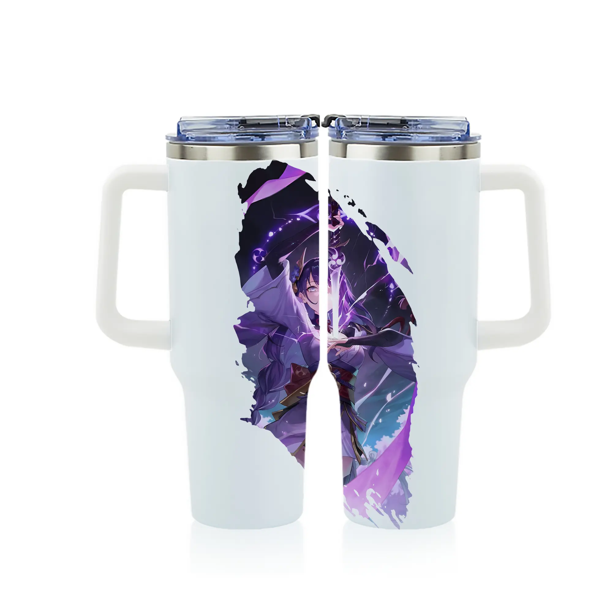 原 神 グッズ 雷電将軍 - 1200mL フルプリント車用タンブラー ・ 304ステンレス 内側 ・ 201ステンレス 外側 ・ 保温 保冷 ・ 通勤 ドライブ アウトドア用