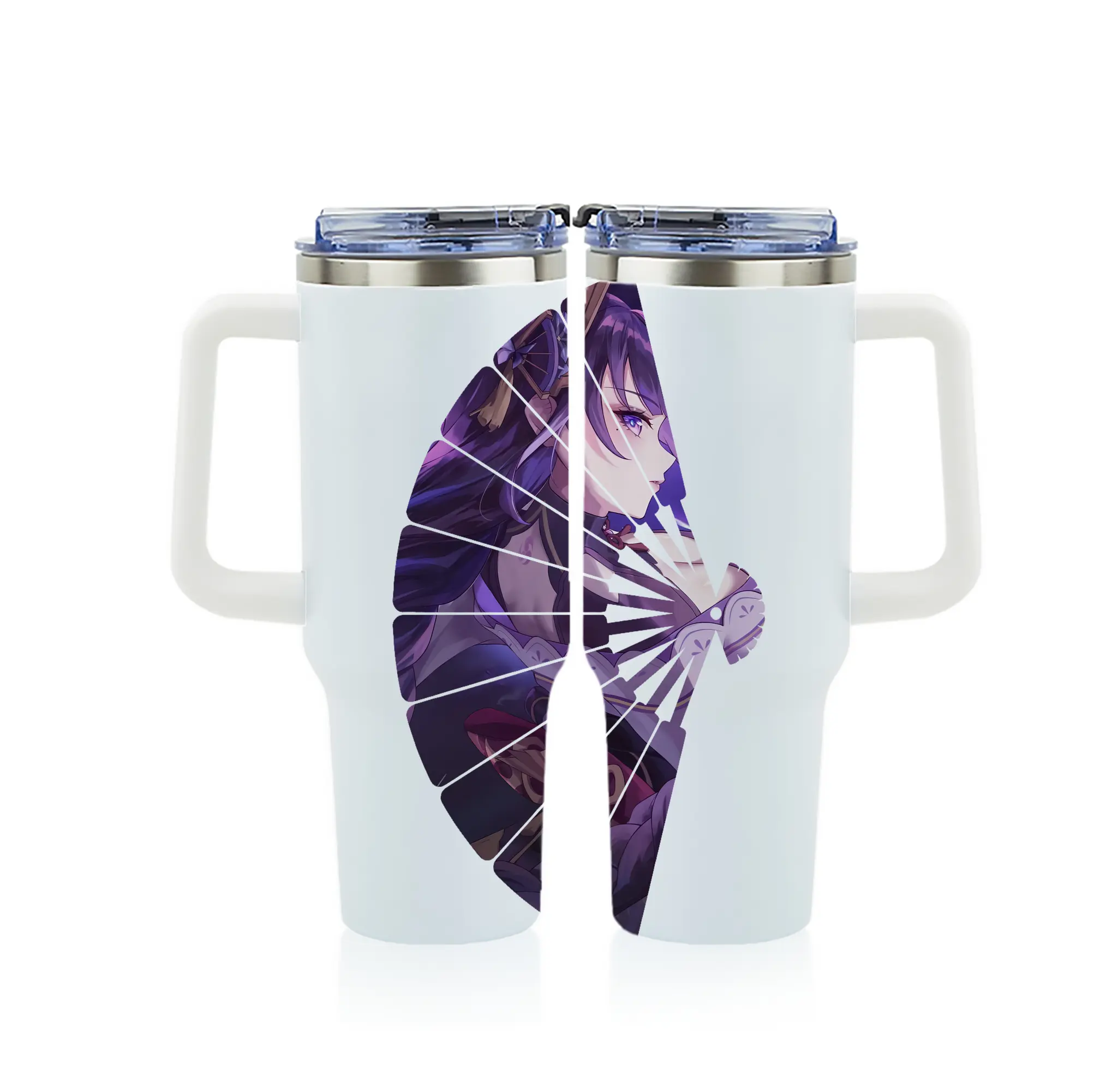 原 神 グッズ 雷電将軍 - 1200mL フルプリント車用タンブラー ・ 304ステンレス 内側 ・ 201ステンレス 外側 ・ 保温 保冷 ・ 通勤 ドライブ アウトドア用