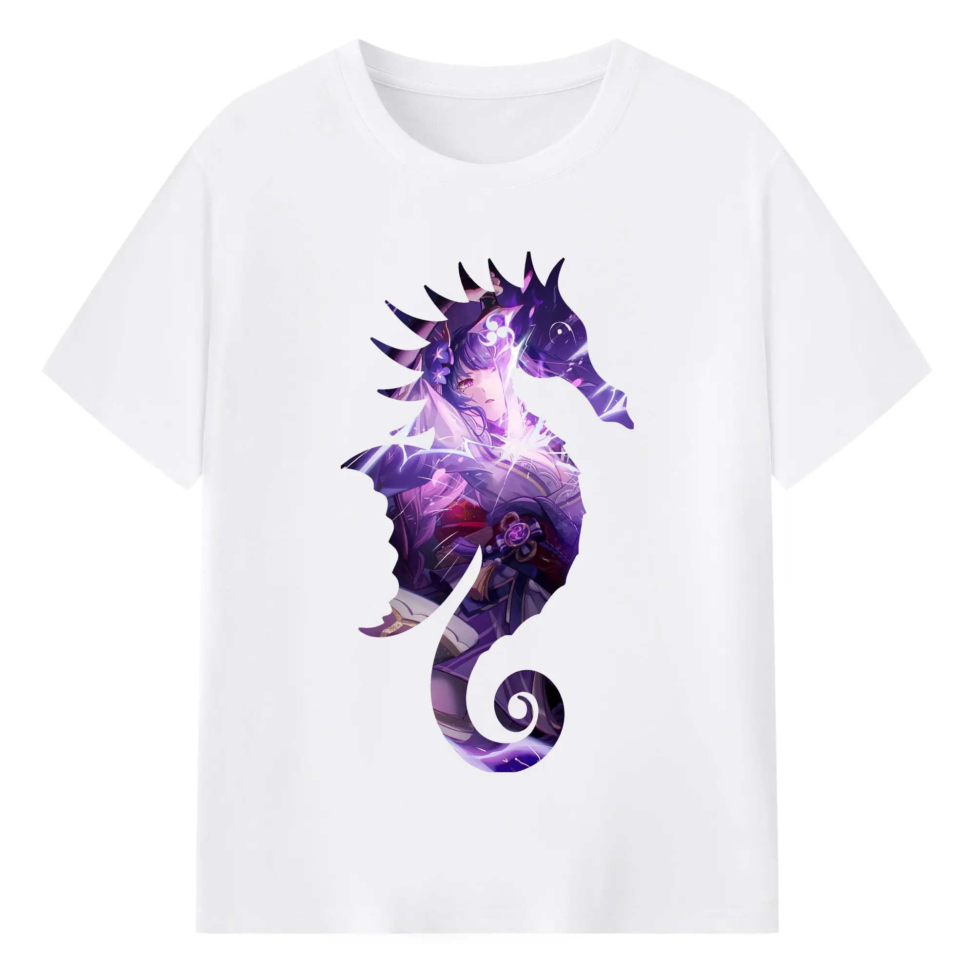 原 神 グッズ 雷電将軍 - 綿100％ 半袖Tシャツ ・ フロントプリント ・ 快適 通気性 ・ 日常使い 散歩 スポーツ用