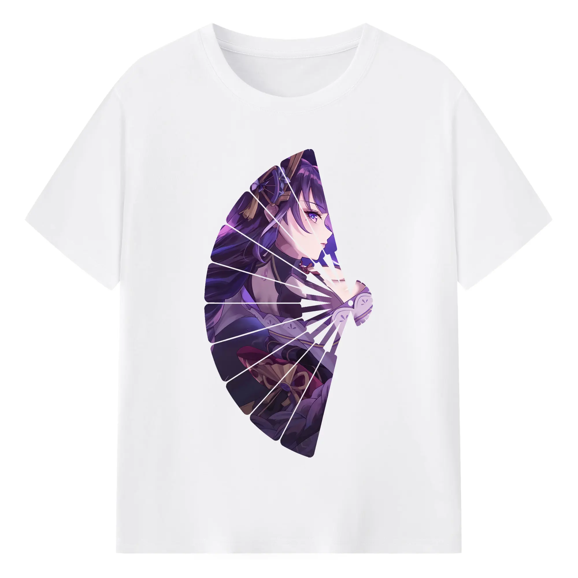 原 神 グッズ 雷電将軍 - 綿100％ 半袖Tシャツ ・ フロントプリント ・ 快適 通気性 ・ 日常使い 散歩 スポーツ用