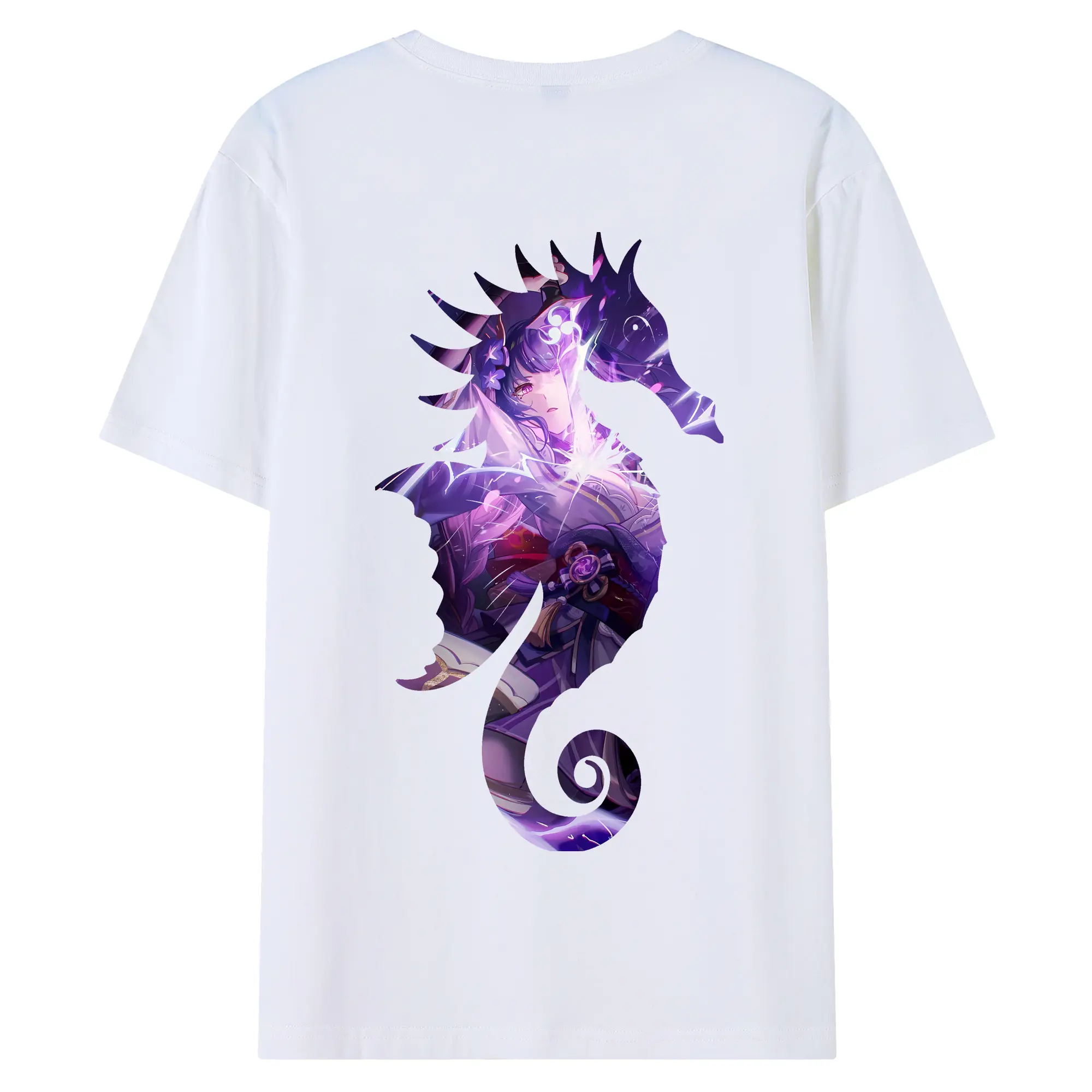 原 神 グッズ 雷電将軍 - 綿100％ 半袖Tシャツ ・ バックプリント ・ 快適 通気性 ・ 日常使い 散歩 スポーツ用