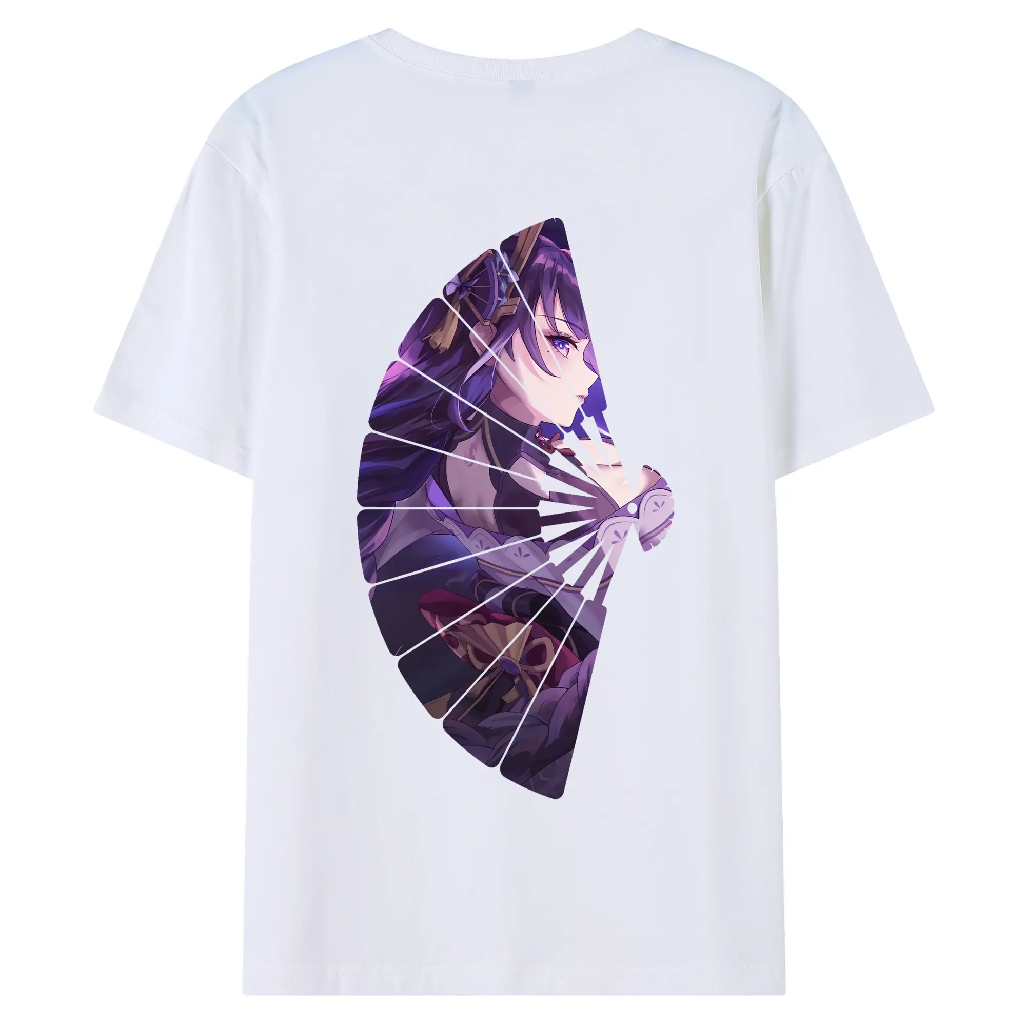 原 神 グッズ 雷電将軍 - 綿100％ 半袖Tシャツ ・ バックプリント ・ 快適 通気性 ・ 日常使い 散歩 スポーツ用