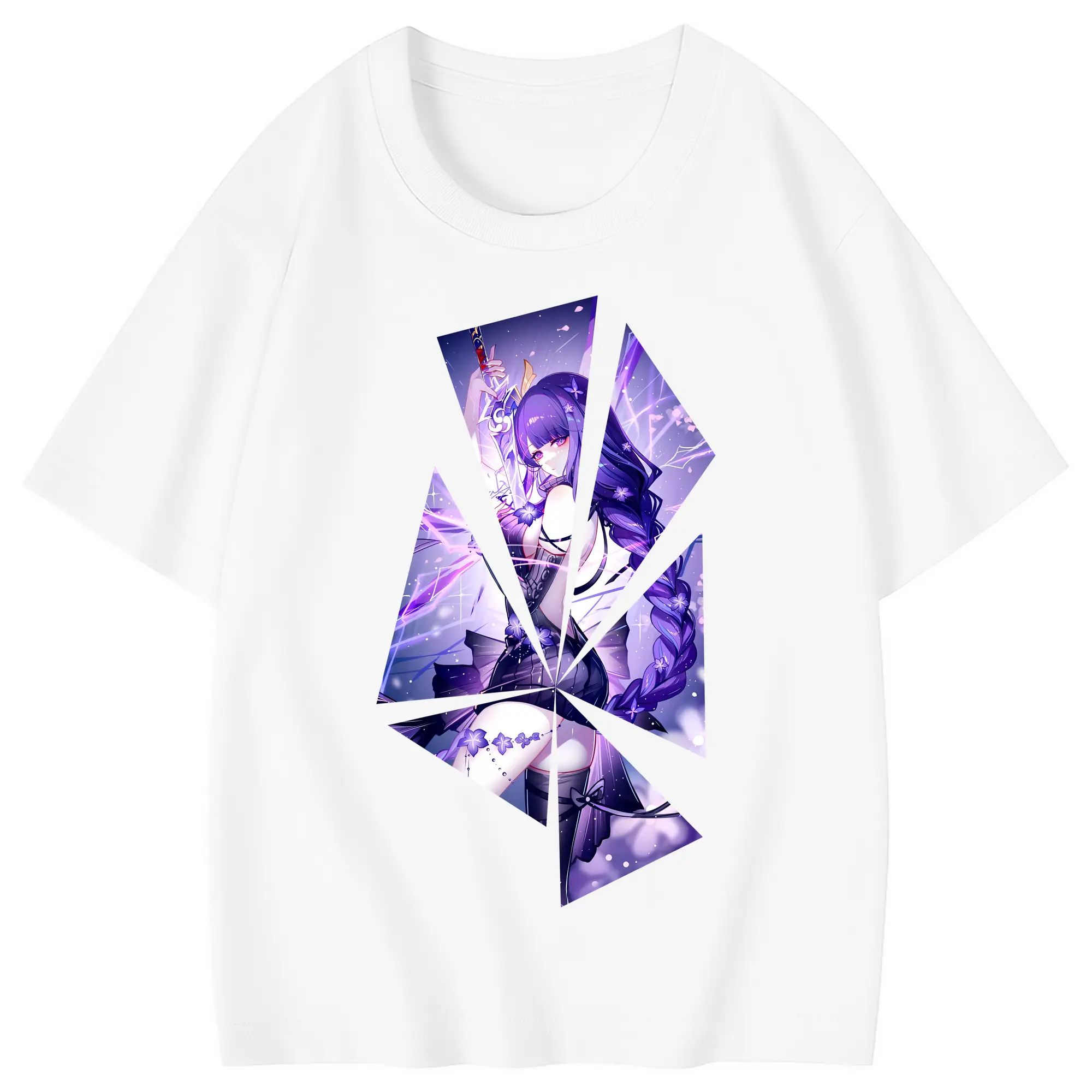 原 神 グッズ 雷電将軍 - 綿100％ キッズTシャツ ・ フロントプリント ・ 快適 通気性 ・ スポーツ カジュアル 散歩用