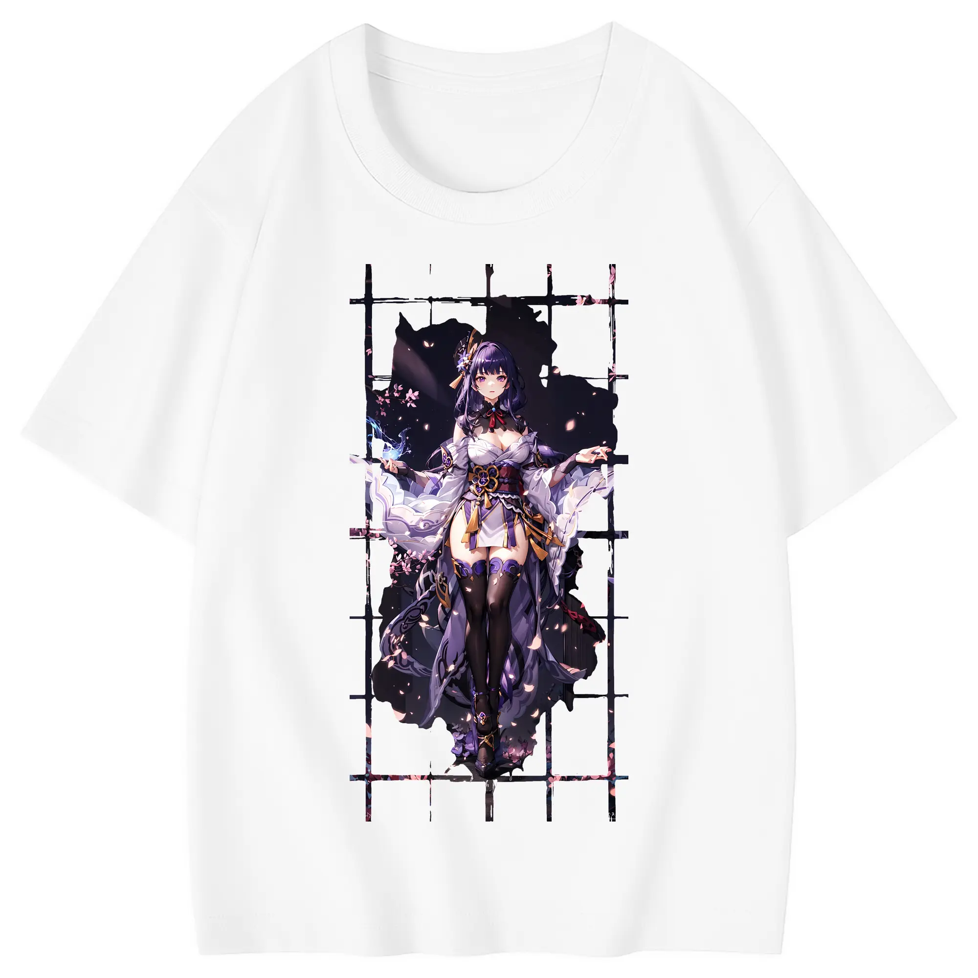 原 神 グッズ 雷電将軍 - 綿100％ キッズTシャツ ・ フロントプリント ・ 快適 通気性 ・ スポーツ カジュアル 散歩用