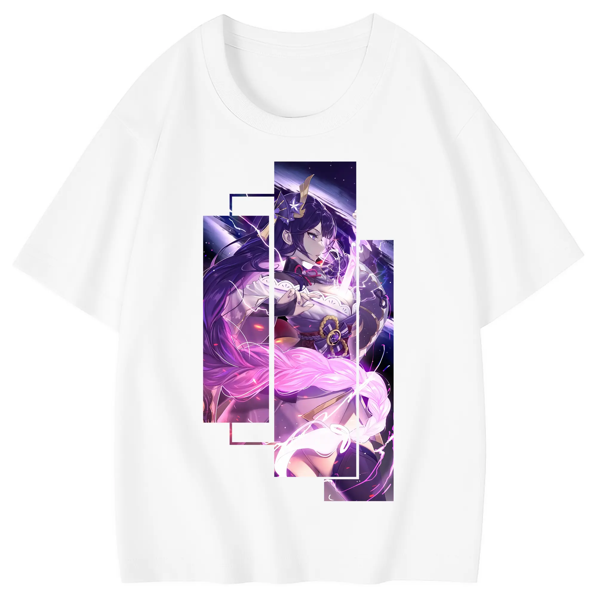 原 神 グッズ 雷電将軍 - 綿100％ キッズTシャツ ・ フロントプリント ・ 快適 通気性 ・ スポーツ カジュアル 散歩用