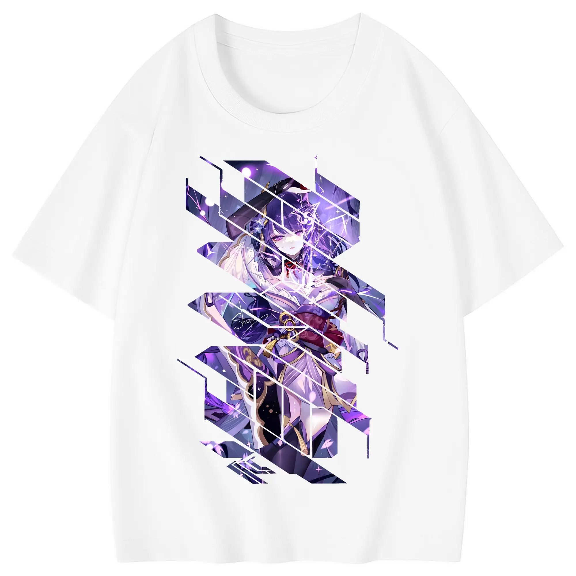 原 神 グッズ 雷電将軍 - 綿100％ キッズTシャツ ・ フロントプリント ・ 快適 通気性 ・ スポーツ カジュアル 散歩用