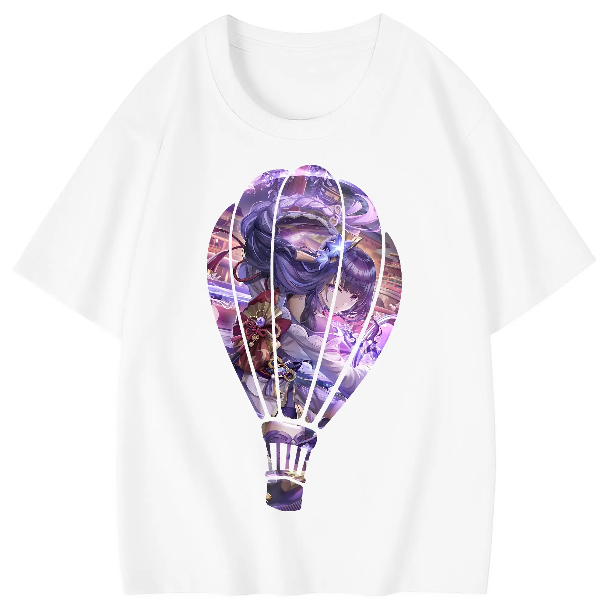 原 神 グッズ 雷電将軍 - 綿100％ キッズTシャツ ・ フロントプリント ・ 快適 通気性 ・ スポーツ カジュアル 散歩用