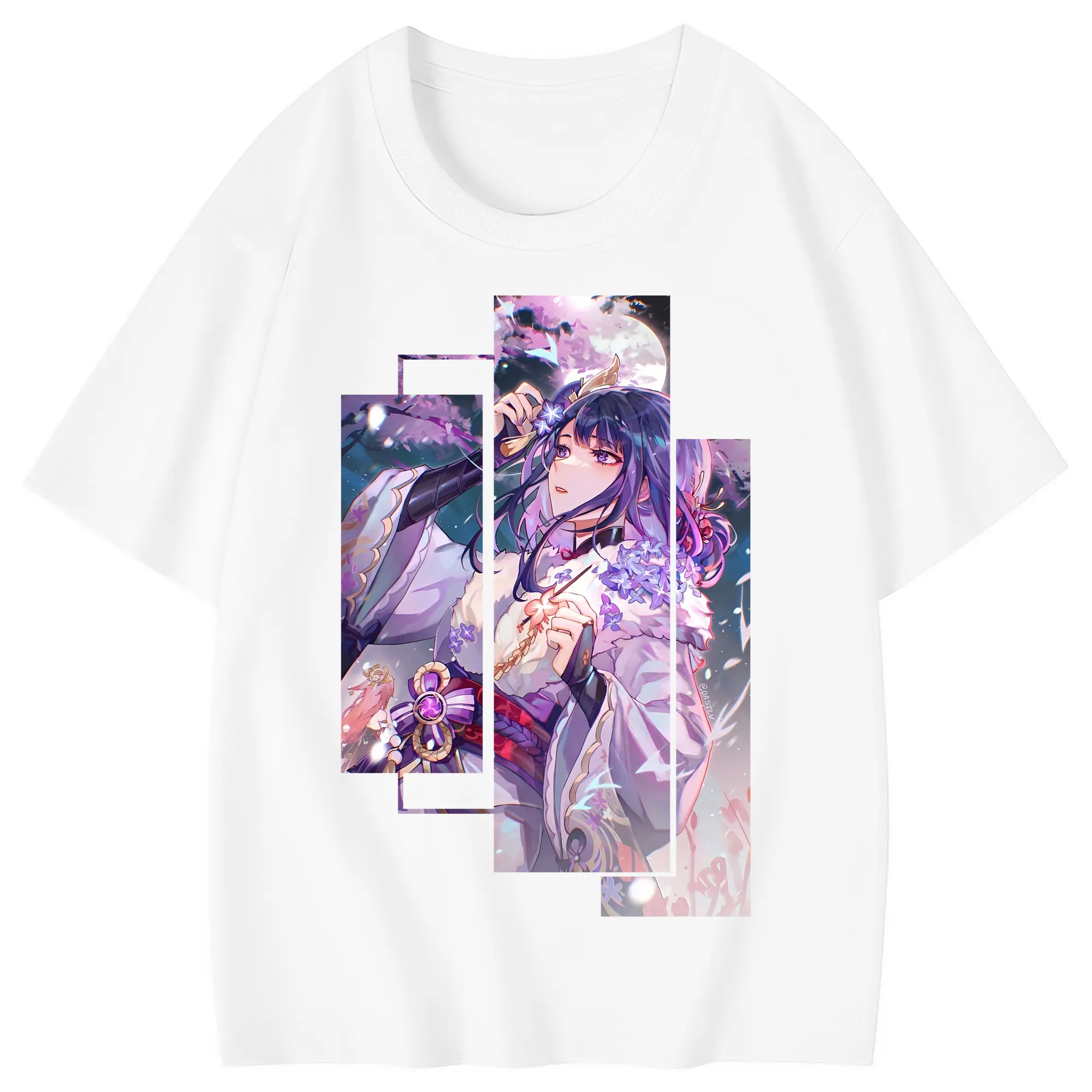 原 神 グッズ 雷電将軍 - 綿100％ キッズTシャツ ・ フロントプリント ・ 快適 通気性 ・ スポーツ カジュアル 散歩用