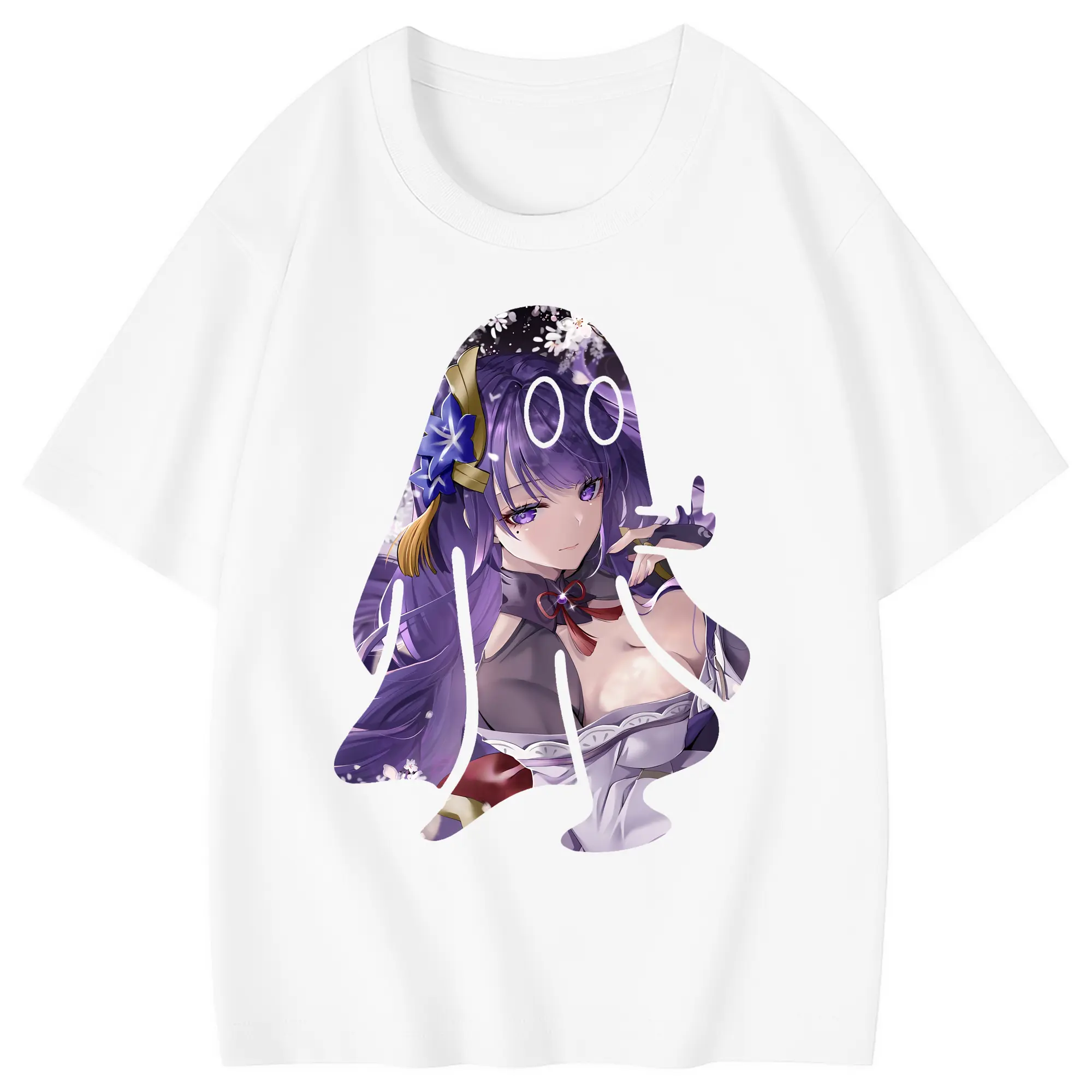 原 神 グッズ 雷電将軍 - 綿100％ キッズTシャツ ・ フロントプリント ・ 快適 通気性 ・ スポーツ カジュアル 散歩用