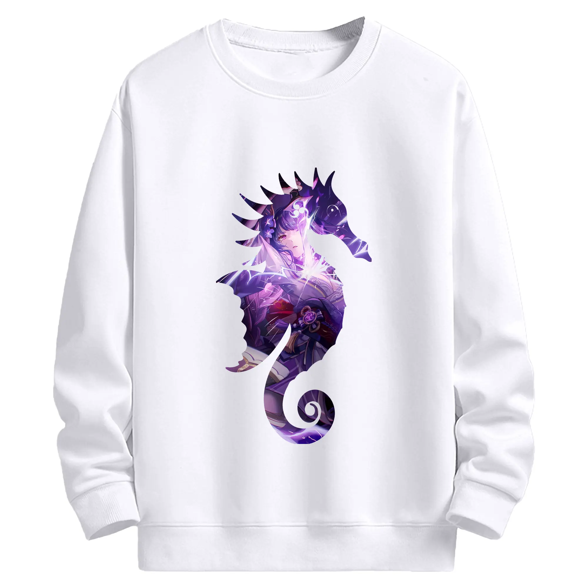 原 神 グッズ 雷電将軍 - 高品質 クルーネック スウェット ・ コットン59％ ポリエステル41％ ・ ユニセックス 長袖 トレーナー ・ カジュアル デイリー スポーツ 散歩用
