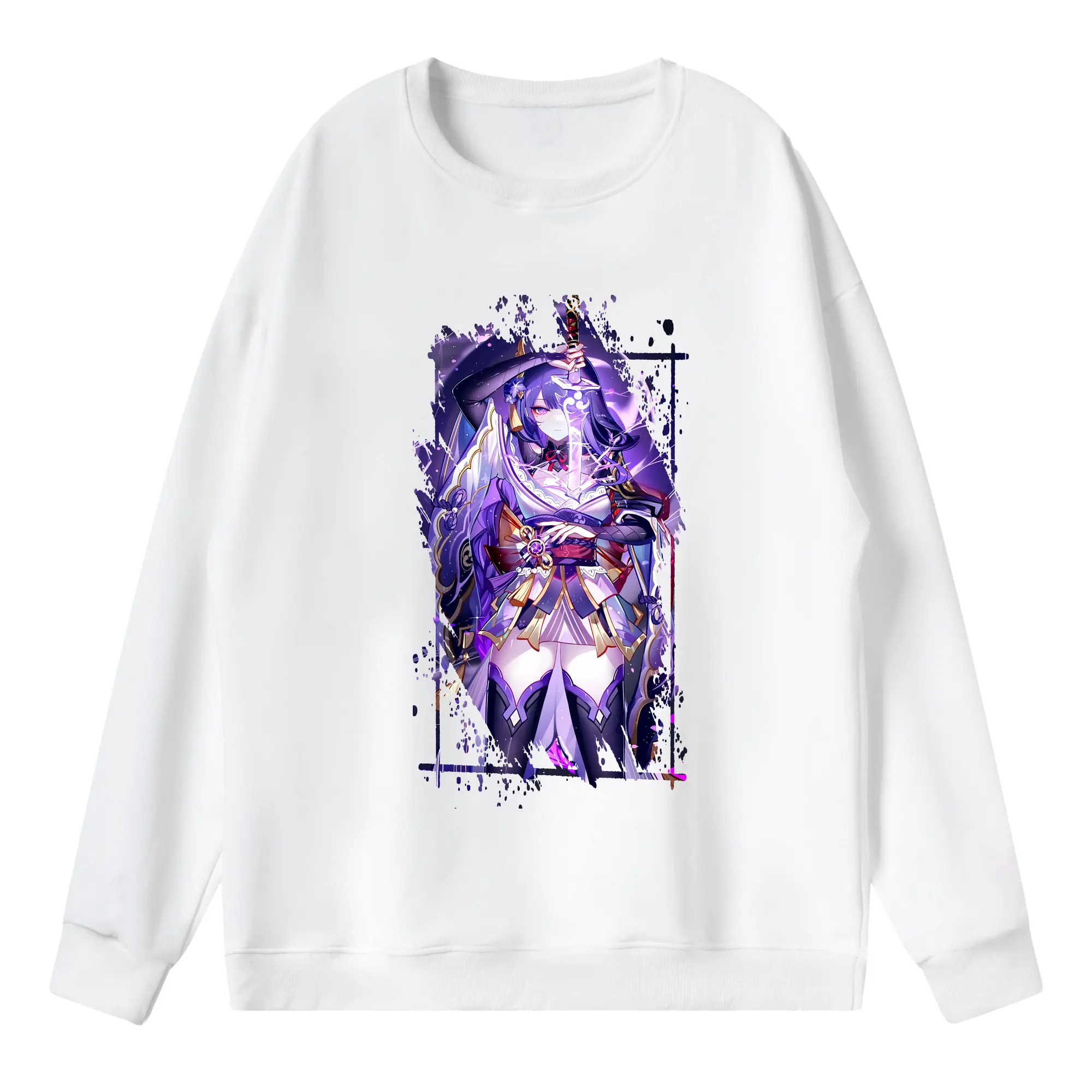 原 神 グッズ 雷電将軍 - 薄手 クルーネック スウェット 裏毛260g · ポリエステル 春秋向け カジュアル 男女兼用 · トレーナー デイリー スポーツ 散歩に最適