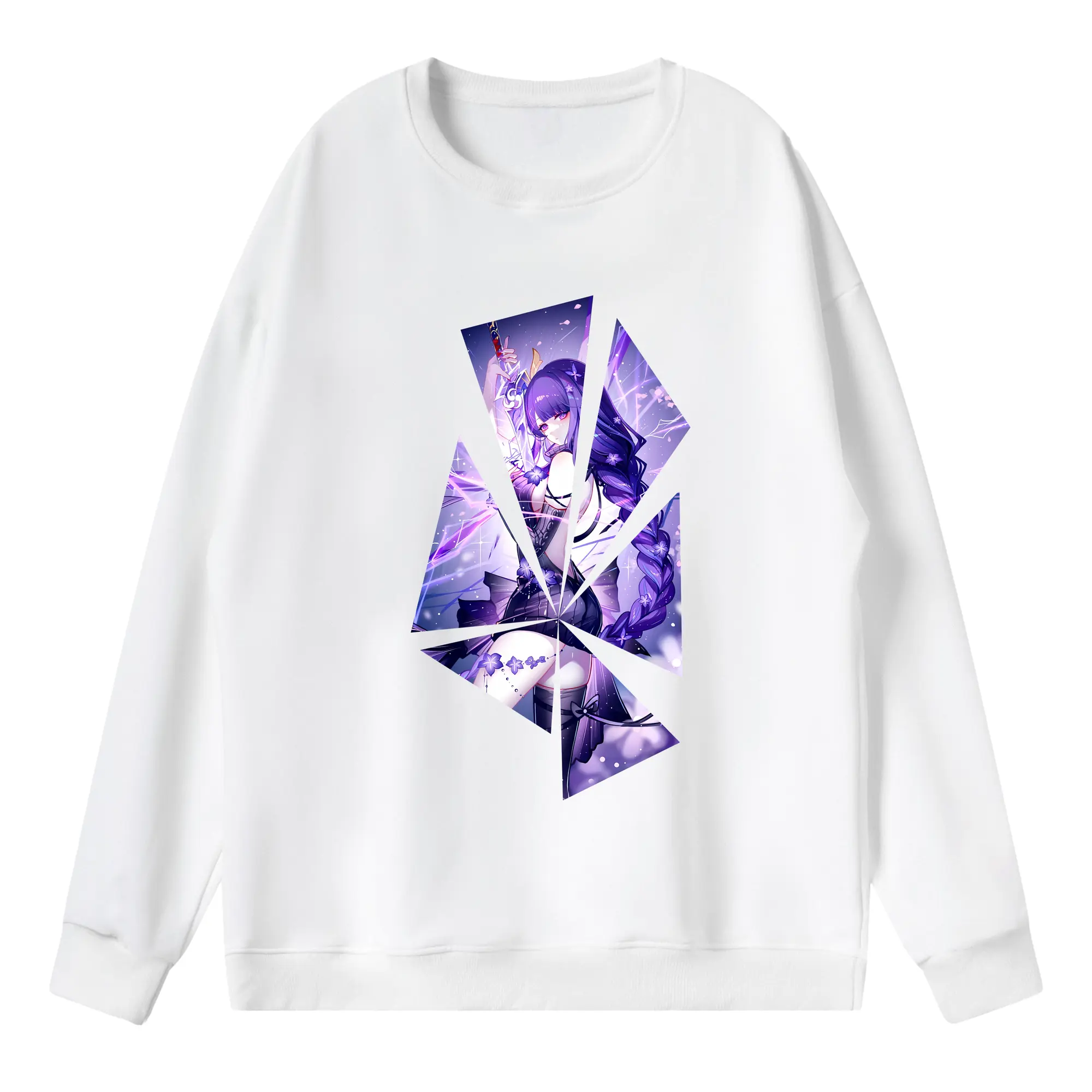 原 神 グッズ 雷電将軍 - 薄手 クルーネック スウェット 裏毛260g · ポリエステル 春秋向け カジュアル 男女兼用 · トレーナー デイリー スポーツ 散歩に最適