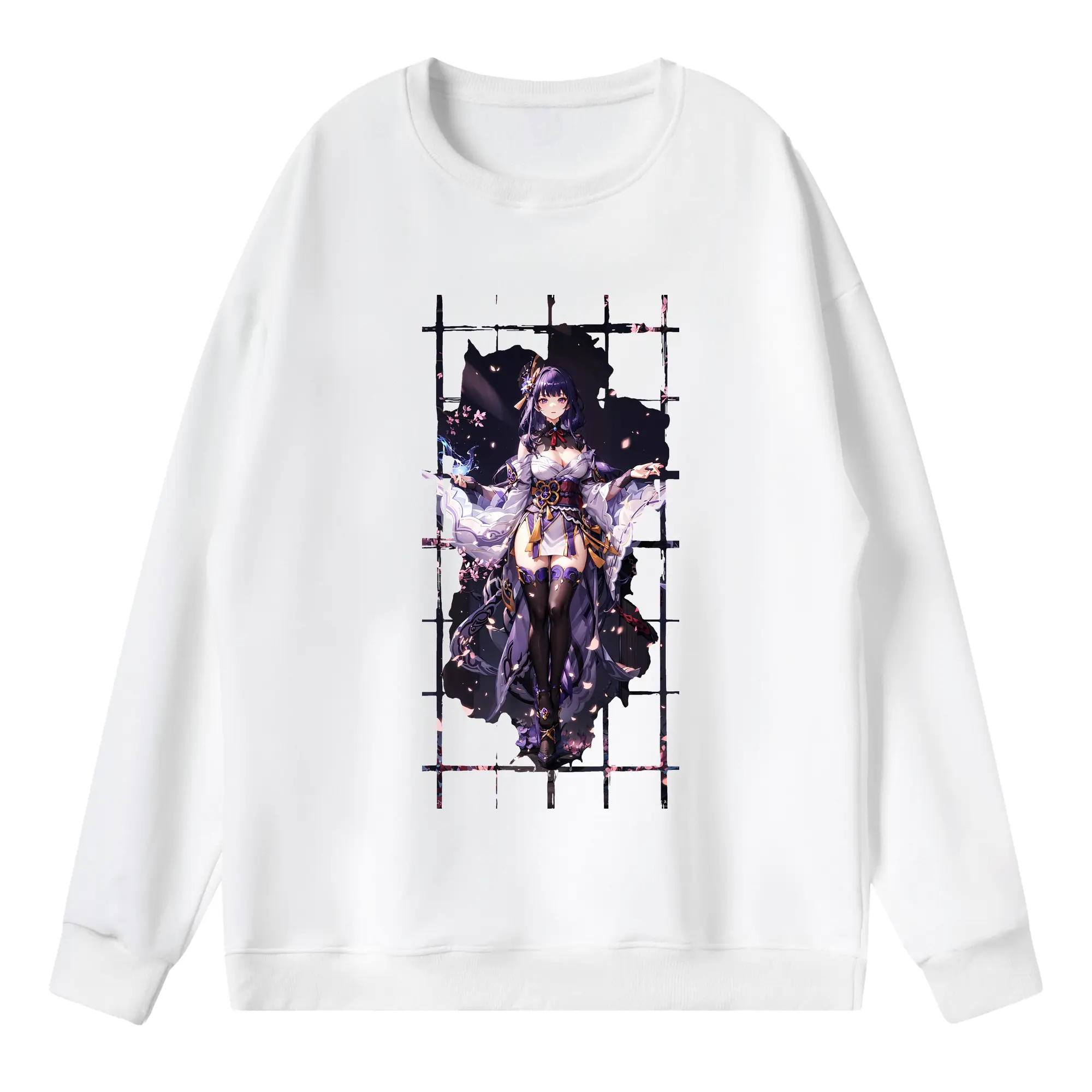 原 神 グッズ 雷電将軍 - 薄手 クルーネック スウェット 裏毛260g · ポリエステル 春秋向け カジュアル 男女兼用 · トレーナー デイリー スポーツ 散歩に最適