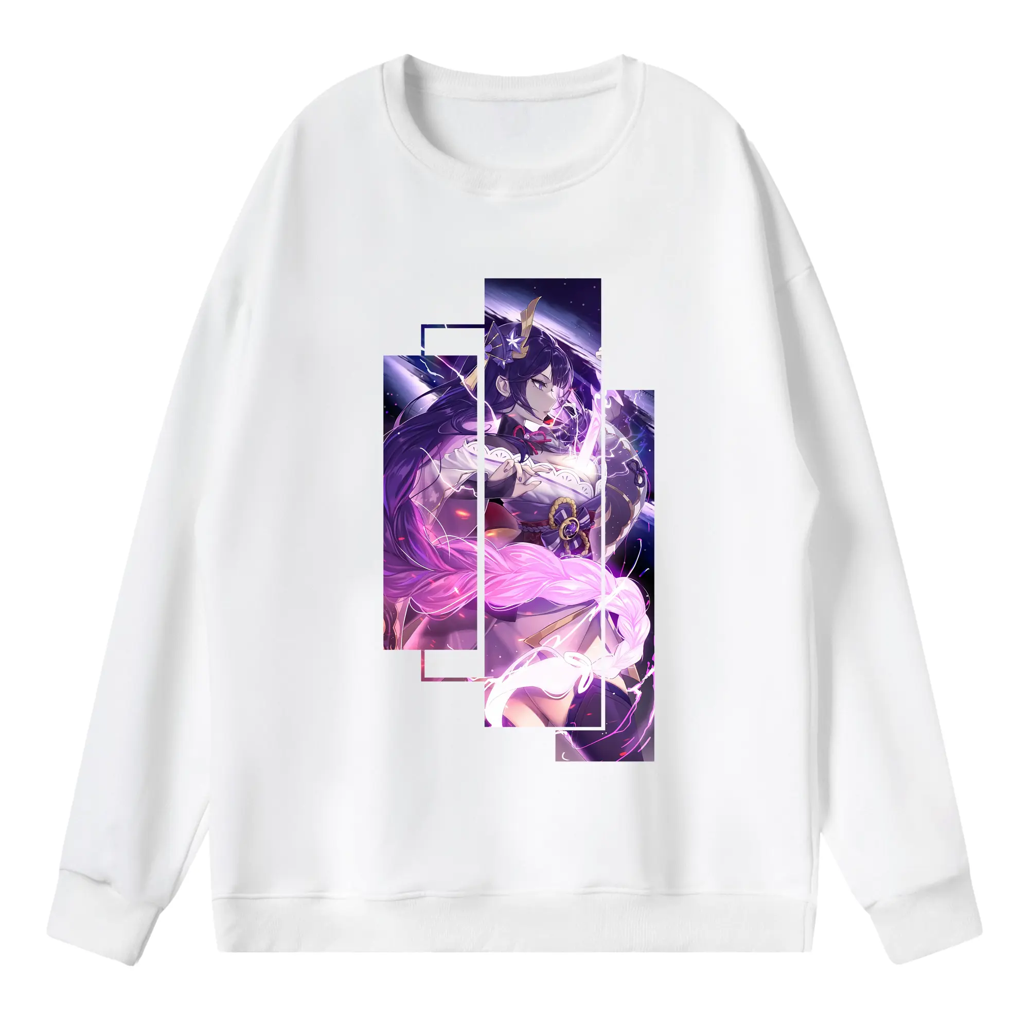 原 神 グッズ 雷電将軍 - 薄手 クルーネック スウェット 裏毛260g · ポリエステル 春秋向け カジュアル 男女兼用 · トレーナー デイリー スポーツ 散歩に最適