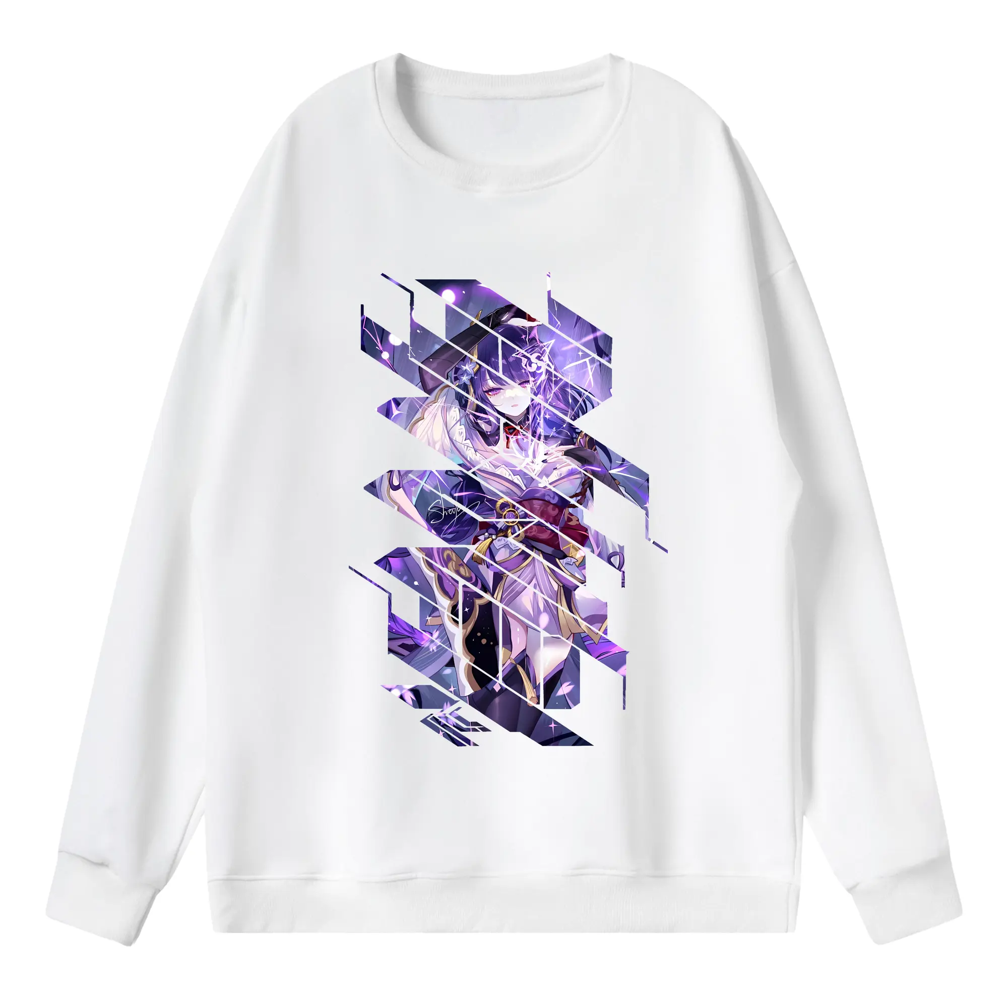 原 神 グッズ 雷電将軍 - 薄手 クルーネック スウェット 裏毛260g · ポリエステル 春秋向け カジュアル 男女兼用 · トレーナー デイリー スポーツ 散歩に最適