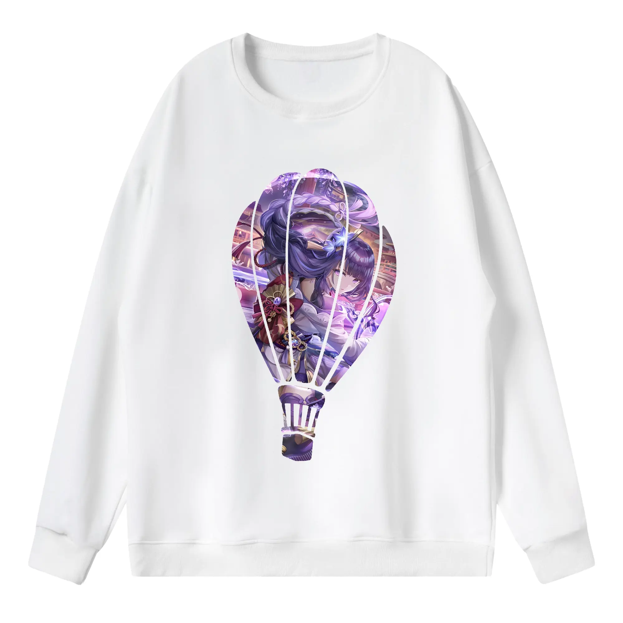 原 神 グッズ 雷電将軍 - 薄手 クルーネック スウェット 裏毛260g · ポリエステル 春秋向け カジュアル 男女兼用 · トレーナー デイリー スポーツ 散歩に最適