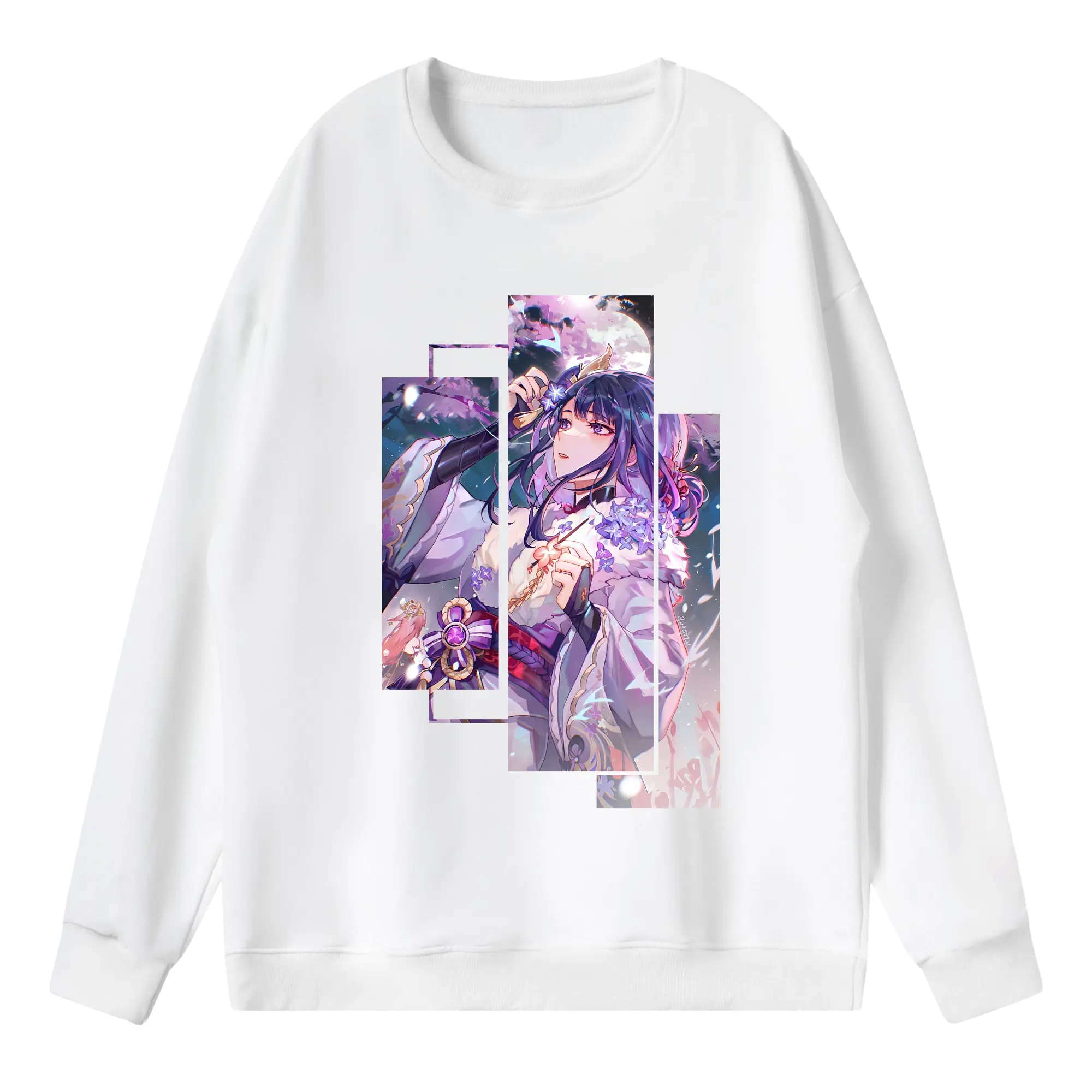 原 神 グッズ 雷電将軍 - 薄手 クルーネック スウェット 裏毛260g · ポリエステル 春秋向け カジュアル 男女兼用 · トレーナー デイリー スポーツ 散歩に最適