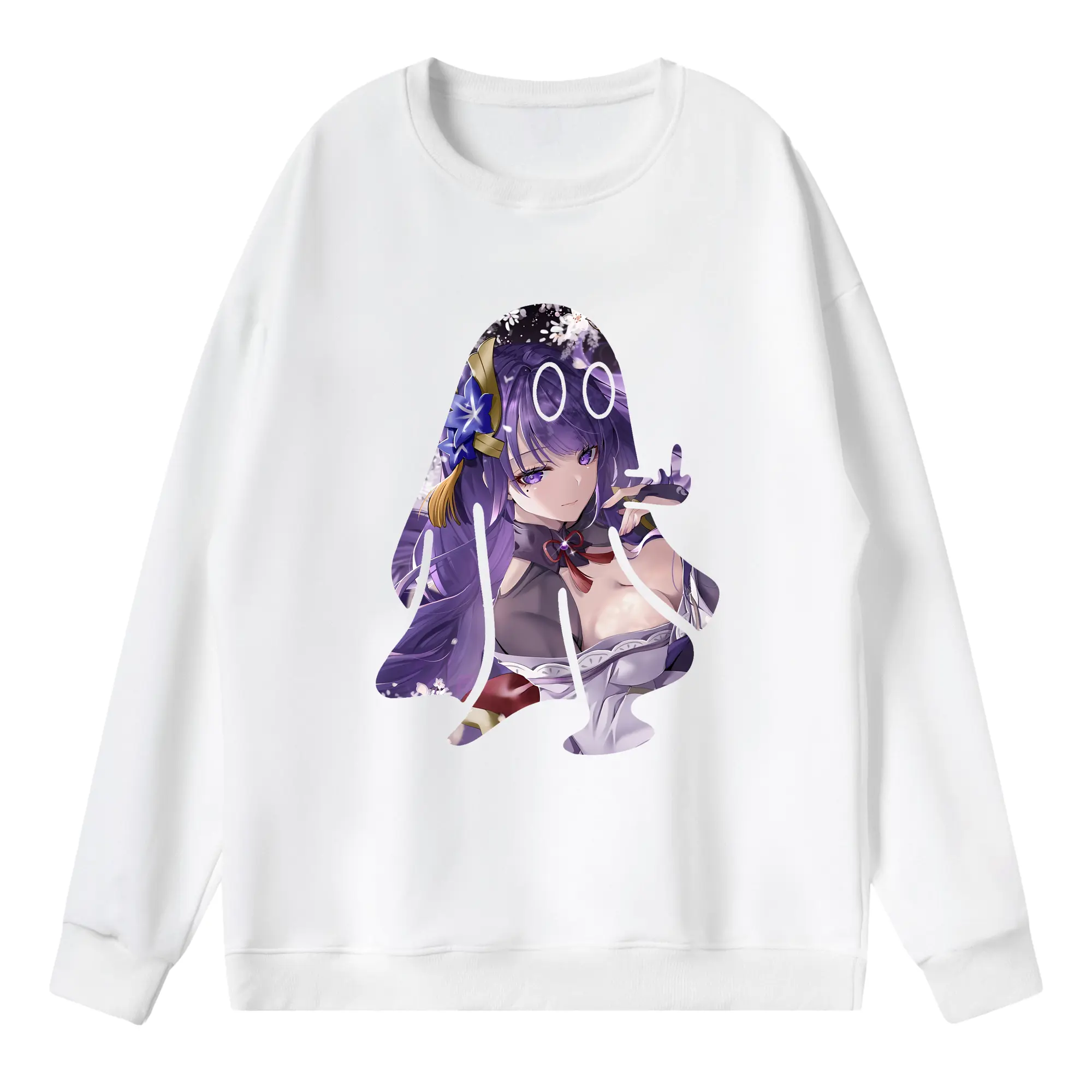 原 神 グッズ 雷電将軍 - 薄手 クルーネック スウェット 裏毛260g · ポリエステル 春秋向け カジュアル 男女兼用 · トレーナー デイリー スポーツ 散歩に最適