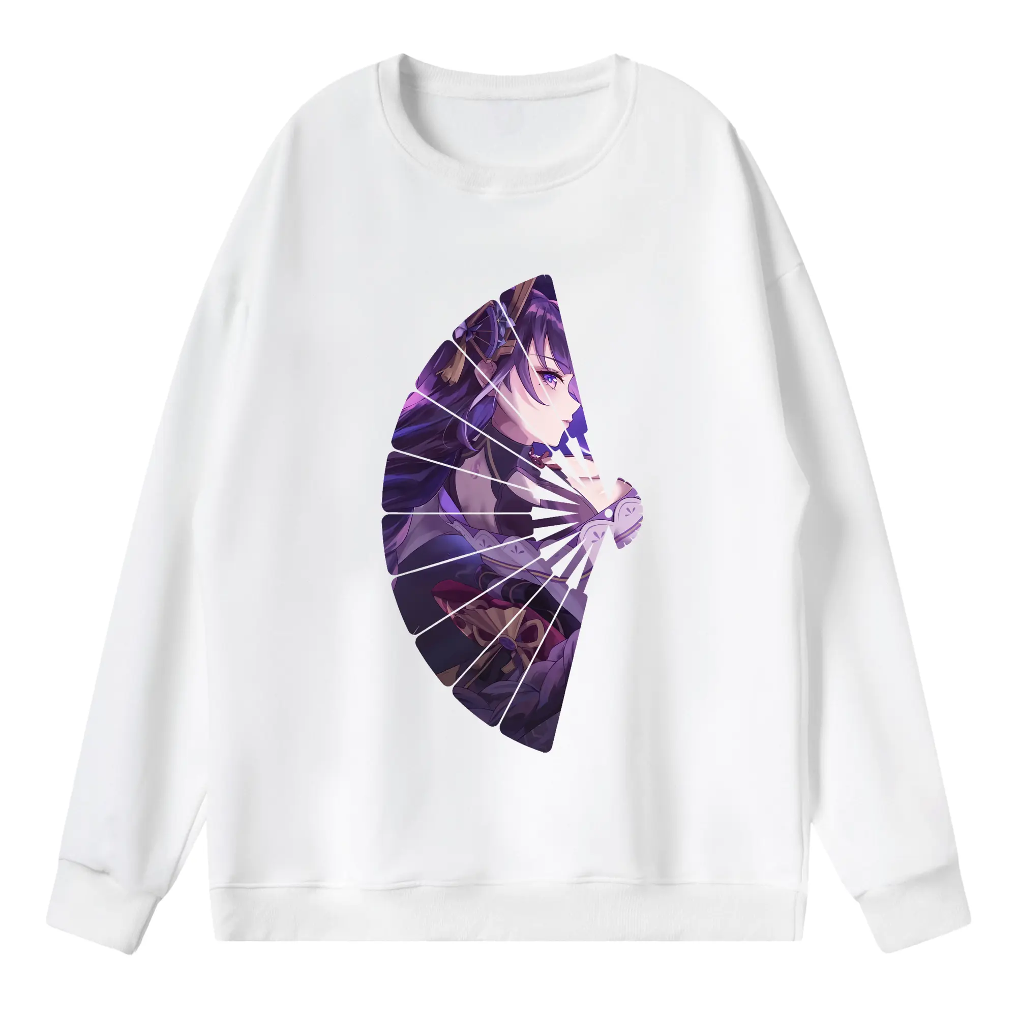 原 神 グッズ 雷電将軍 - 薄手 クルーネック スウェット 裏毛260g · ポリエステル 春秋向け カジュアル 男女兼用 · トレーナー デイリー スポーツ 散歩に最適