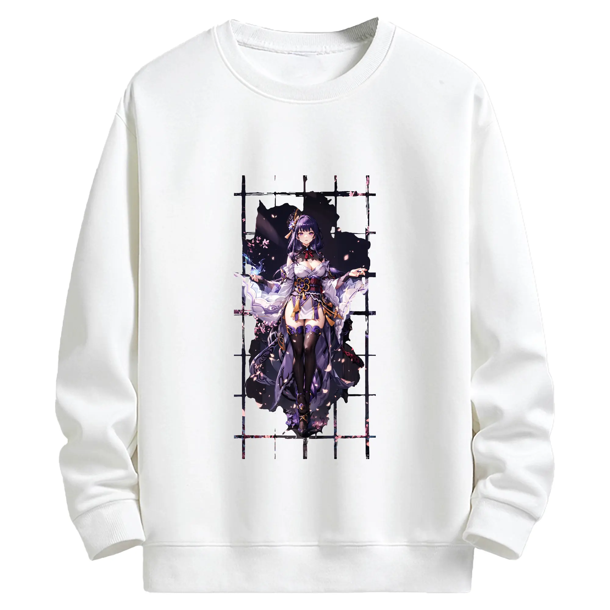 原 神 グッズ 雷電将軍 - キッズ クルーネックスウェットシャツ ・ フロントプリント ・ 綿80％ ポリエステル20％ ・ 快適 通学 スポーツ 日常使い お散歩用