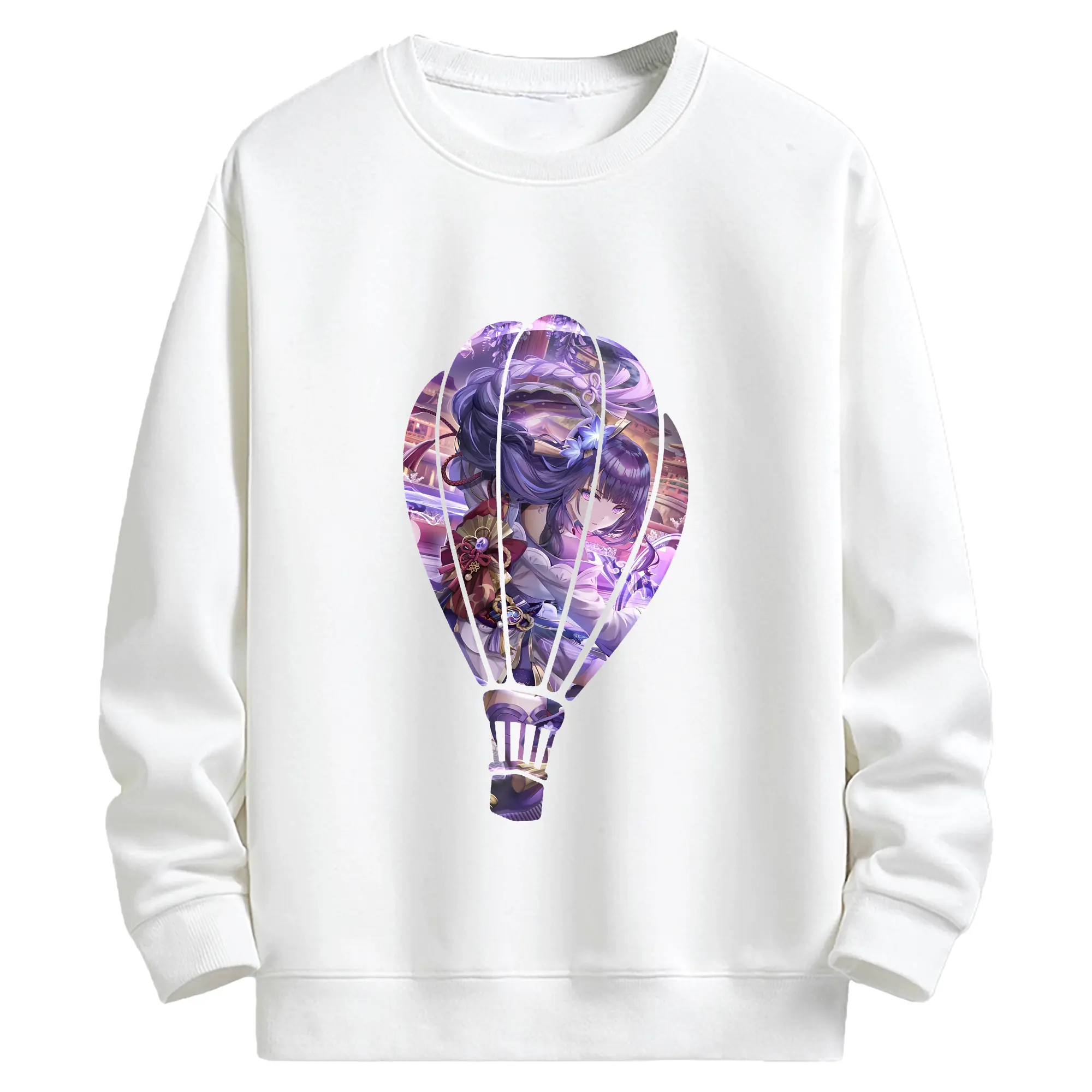 原 神 グッズ 雷電将軍 - キッズ クルーネックスウェットシャツ ・ フロントプリント ・ 綿80％ ポリエステル20％ ・ 快適 通学 スポーツ 日常使い お散歩用