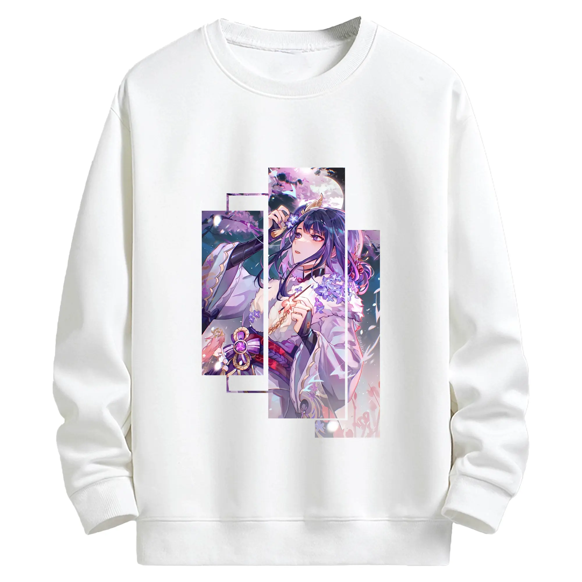 原 神 グッズ 雷電将軍 - キッズ クルーネックスウェットシャツ ・ フロントプリント ・ 綿80％ ポリエステル20％ ・ 快適 通学 スポーツ 日常使い お散歩用