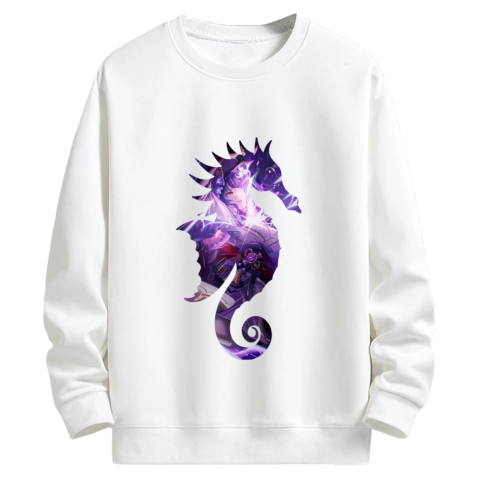 原 神 グッズ 雷電将軍 - キッズ クルーネックスウェットシャツ ・ フロントプリント ・ 綿80％ ポリエステル20％ ・ 快適 通学 スポーツ 日常使い お散歩用