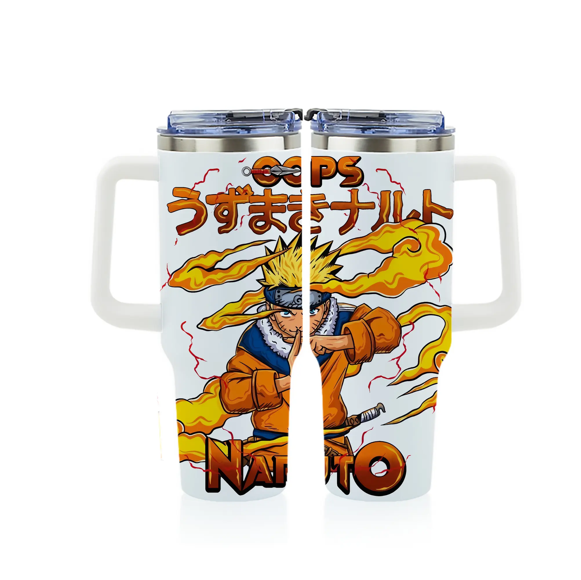 ナルト グッズ うずまき ナルト - 1200mL フルプリント車用タンブラー ・ 304ステンレス 内側 ・ 201ステンレス 外側 ・ 保温 保冷 ・ 通勤 ドライブ アウトドア用