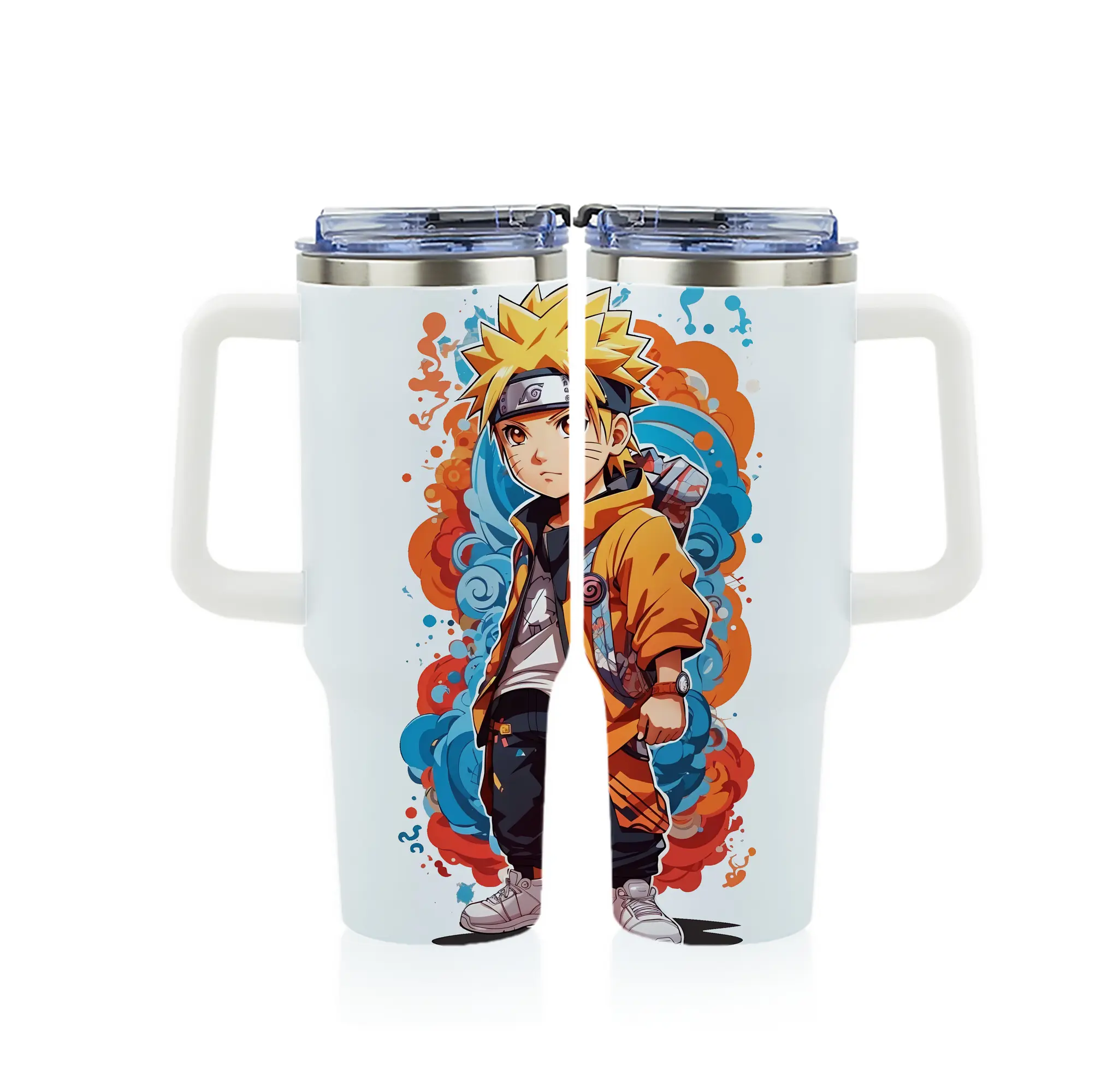 ナルト グッズ うずまき ナルト - 1200mL フルプリント車用タンブラー ・ 304ステンレス 内側 ・ 201ステンレス 外側 ・ 保温 保冷 ・ 通勤 ドライブ アウトドア用