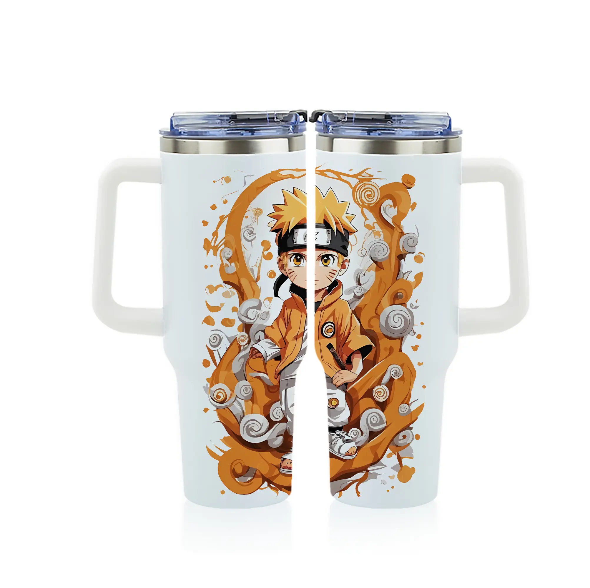 ナルト グッズ うずまき ナルト - 1200mL フルプリント車用タンブラー ・ 304ステンレス 内側 ・ 201ステンレス 外側 ・ 保温 保冷 ・ 通勤 ドライブ アウトドア用