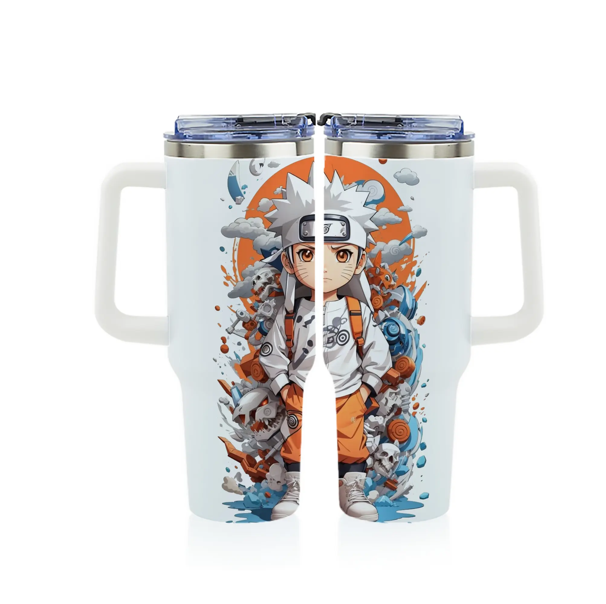 ナルト グッズ うずまき ナルト - 1200mL フルプリント車用タンブラー ・ 304ステンレス 内側 ・ 201ステンレス 外側 ・ 保温 保冷 ・ 通勤 ドライブ アウトドア用