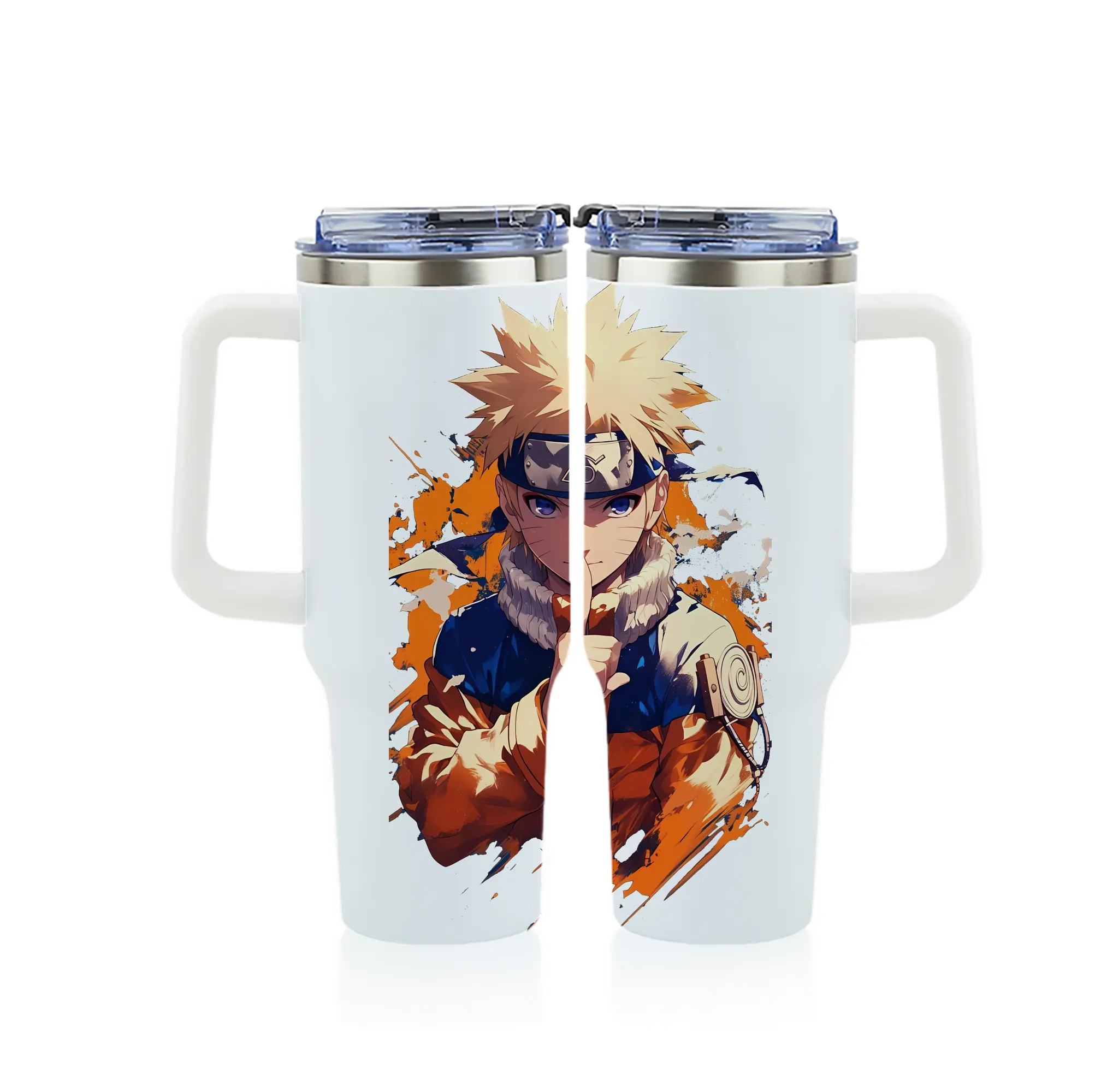 ナルト グッズ うずまき ナルト - 1200mL フルプリント車用タンブラー ・ 304ステンレス 内側 ・ 201ステンレス 外側 ・ 保温 保冷 ・ 通勤 ドライブ アウトドア用