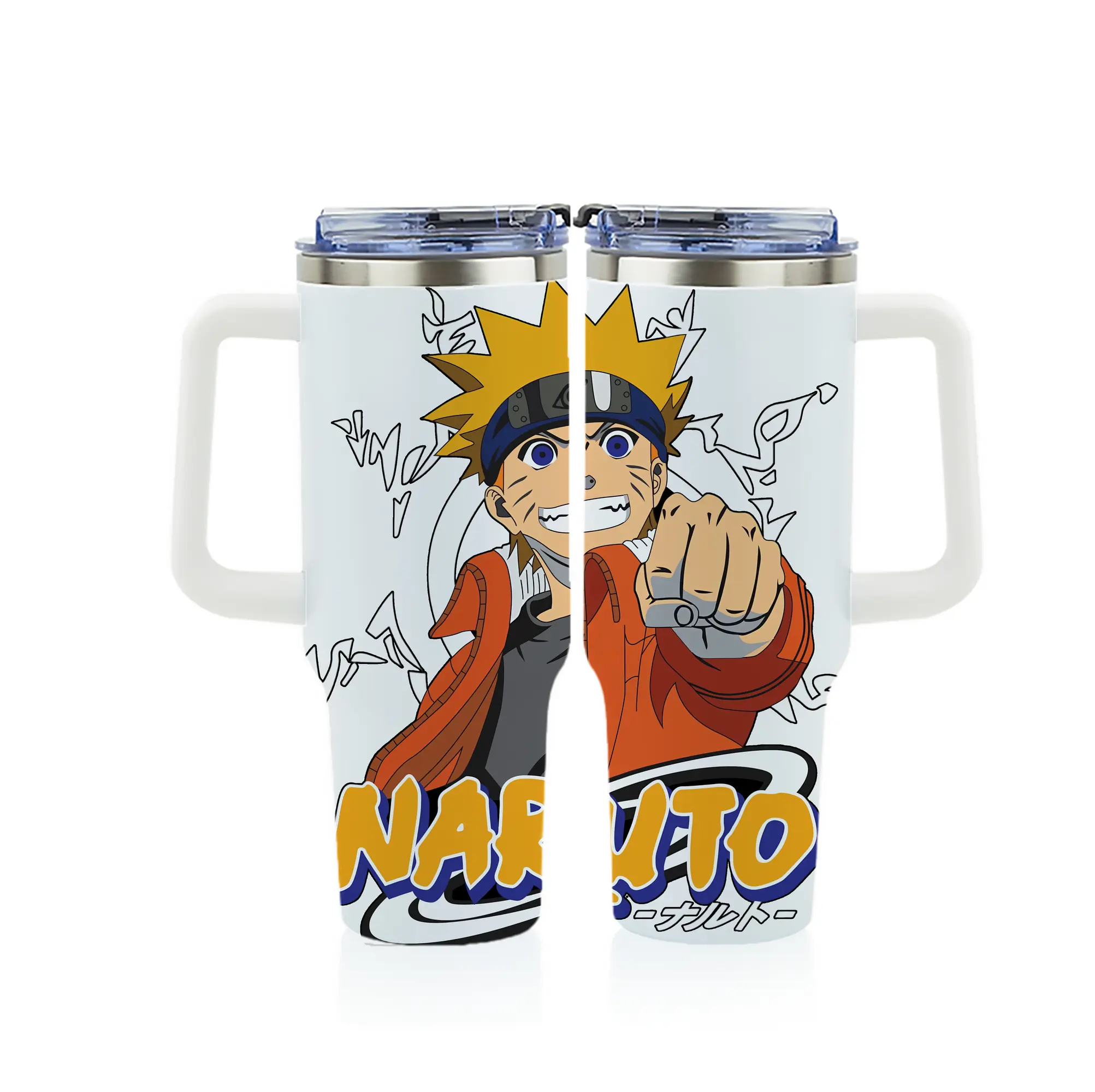 ナルト グッズ うずまき ナルト - 1200mL フルプリント車用タンブラー ・ 304ステンレス 内側 ・ 201ステンレス 外側 ・ 保温 保冷 ・ 通勤 ドライブ アウトドア用