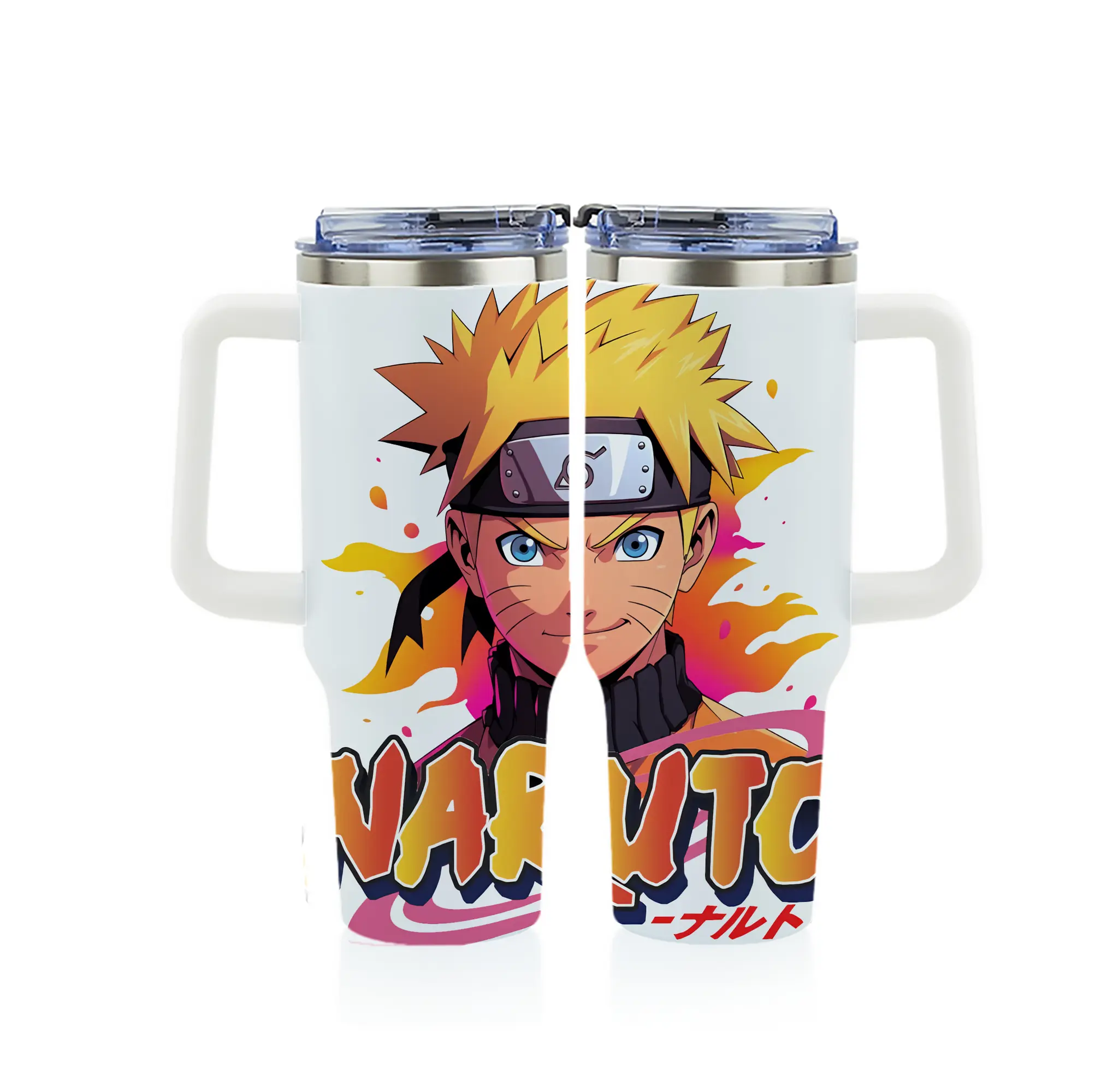 ナルト グッズ うずまき ナルト - 1200mL フルプリント車用タンブラー ・ 304ステンレス 内側 ・ 201ステンレス 外側 ・ 保温 保冷 ・ 通勤 ドライブ アウトドア用