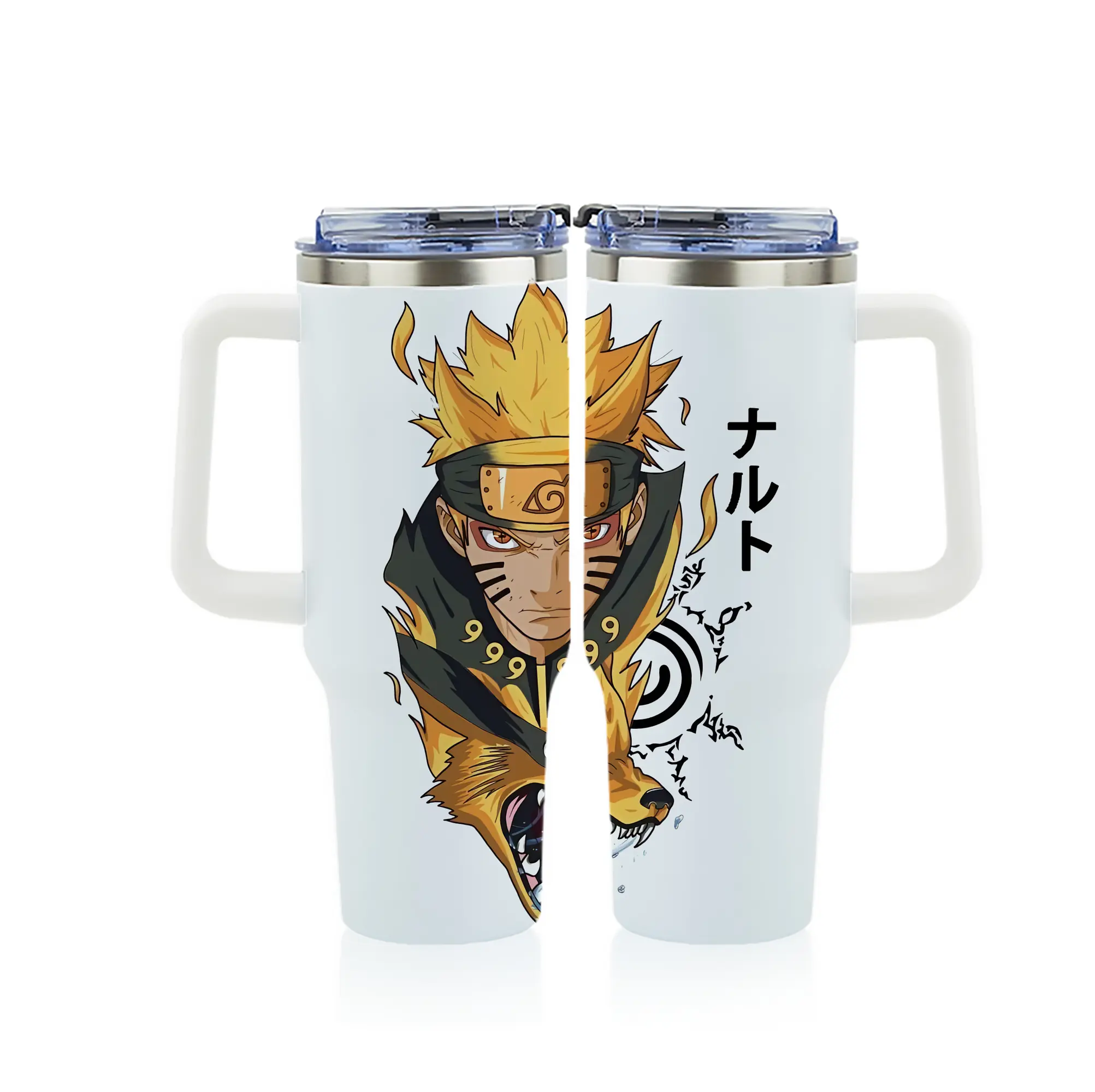 ナルト グッズ うずまき ナルト - 1200mL フルプリント車用タンブラー ・ 304ステンレス 内側 ・ 201ステンレス 外側 ・ 保温 保冷 ・ 通勤 ドライブ アウトドア用