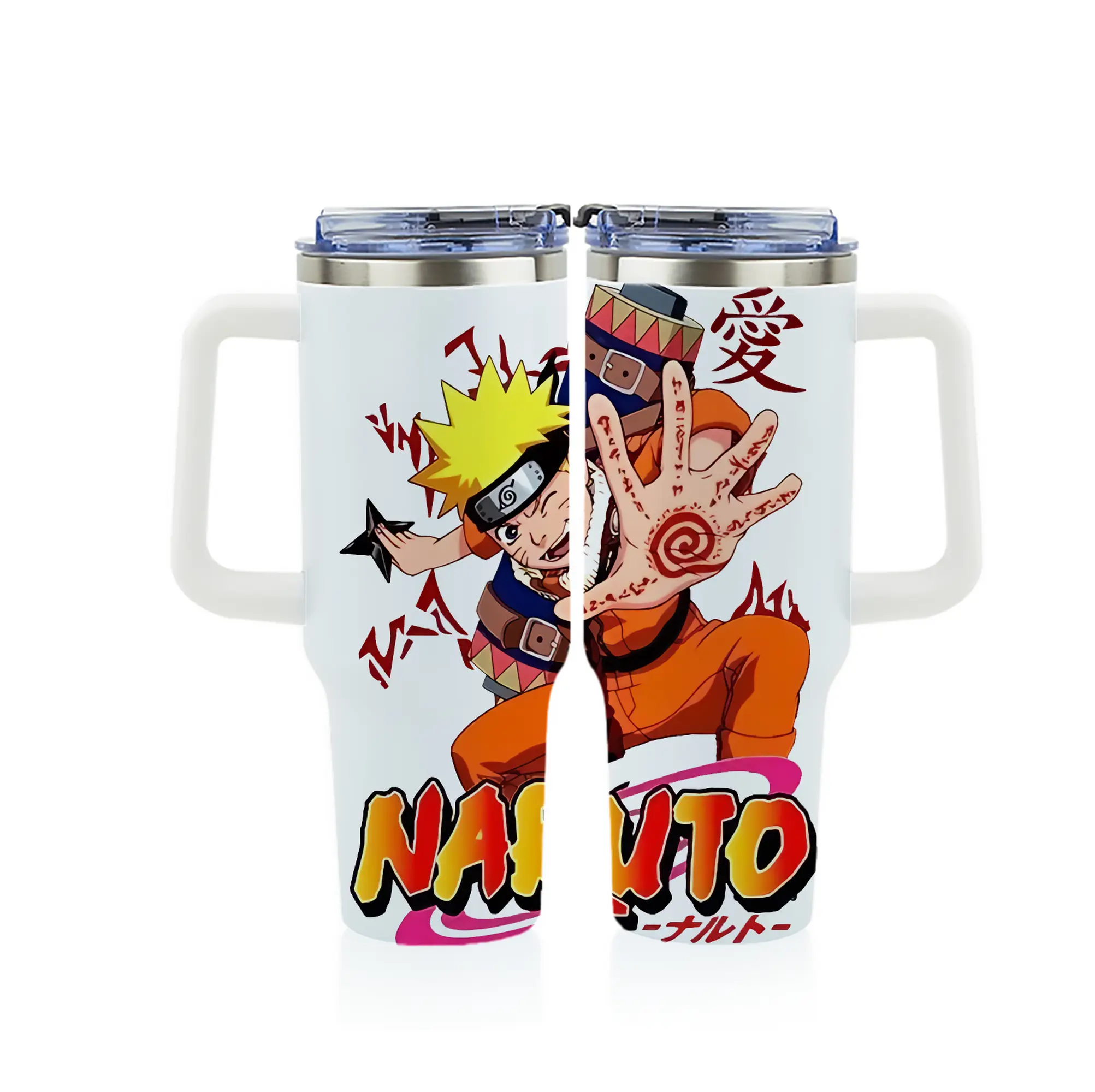 ナルト グッズ うずまき ナルト - 1200mL フルプリント車用タンブラー ・ 304ステンレス 内側 ・ 201ステンレス 外側 ・ 保温 保冷 ・ 通勤 ドライブ アウトドア用