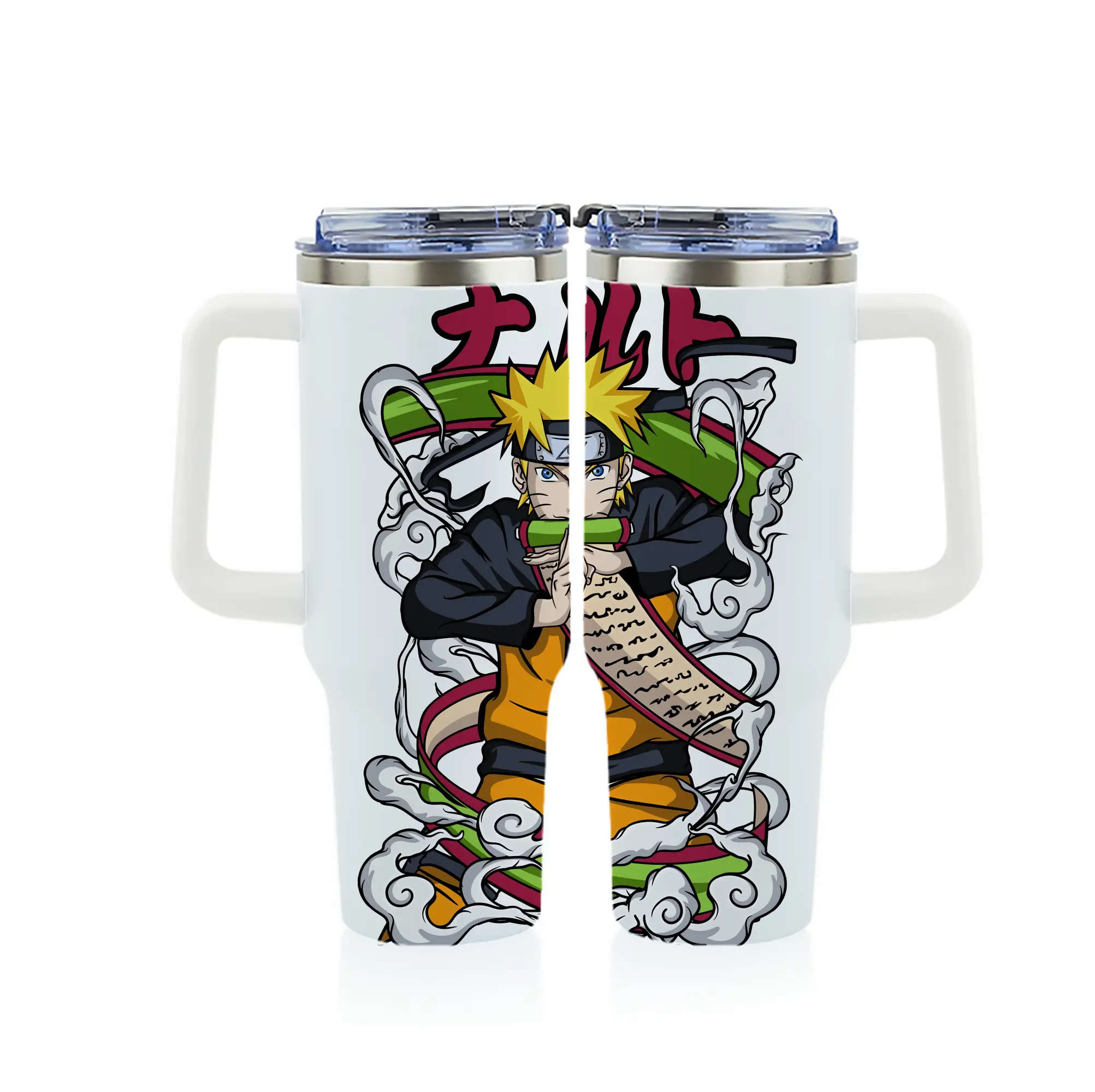 ナルト グッズ うずまき ナルト - 1200mL フルプリント車用タンブラー ・ 304ステンレス 内側 ・ 201ステンレス 外側 ・ 保温 保冷 ・ 通勤 ドライブ アウトドア用