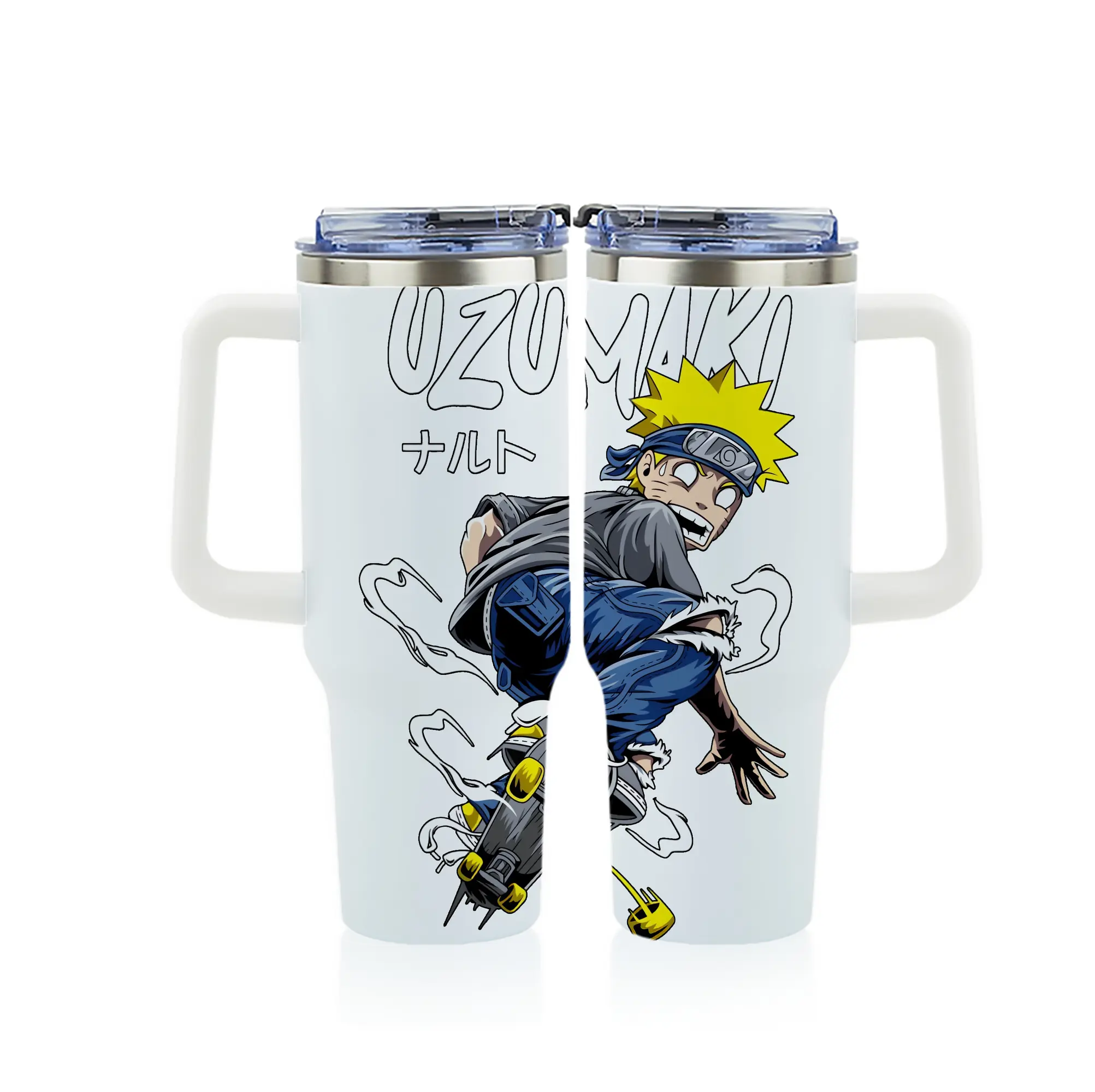 ナルト グッズ うずまき ナルト - 1200mL フルプリント車用タンブラー ・ 304ステンレス 内側 ・ 201ステンレス 外側 ・ 保温 保冷 ・ 通勤 ドライブ アウトドア用