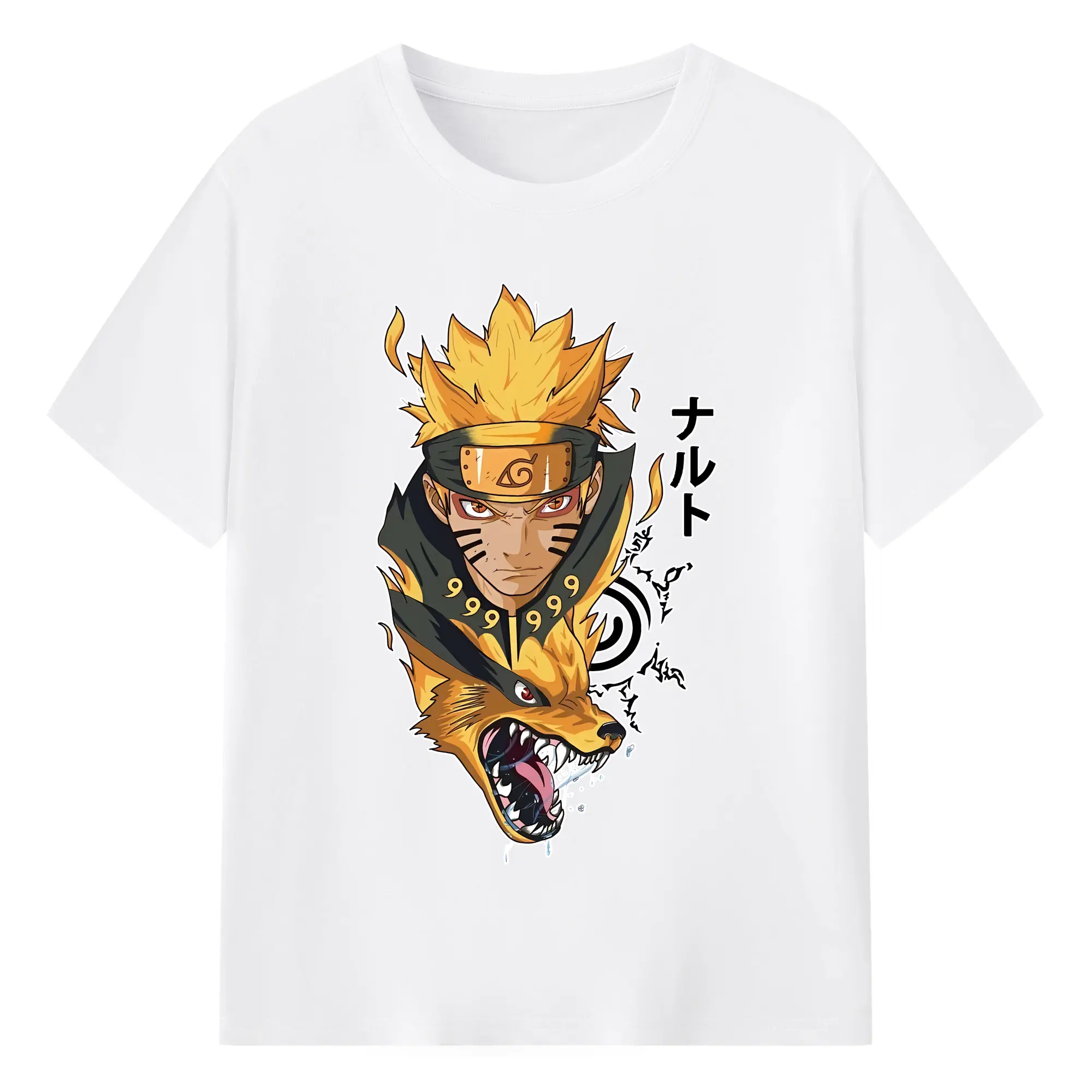 ナルト グッズ うずまき ナルト - 綿100％ 半袖Tシャツ ・ フロントプリント ・ 快適 通気性 ・ 日常使い 散歩 スポーツ用