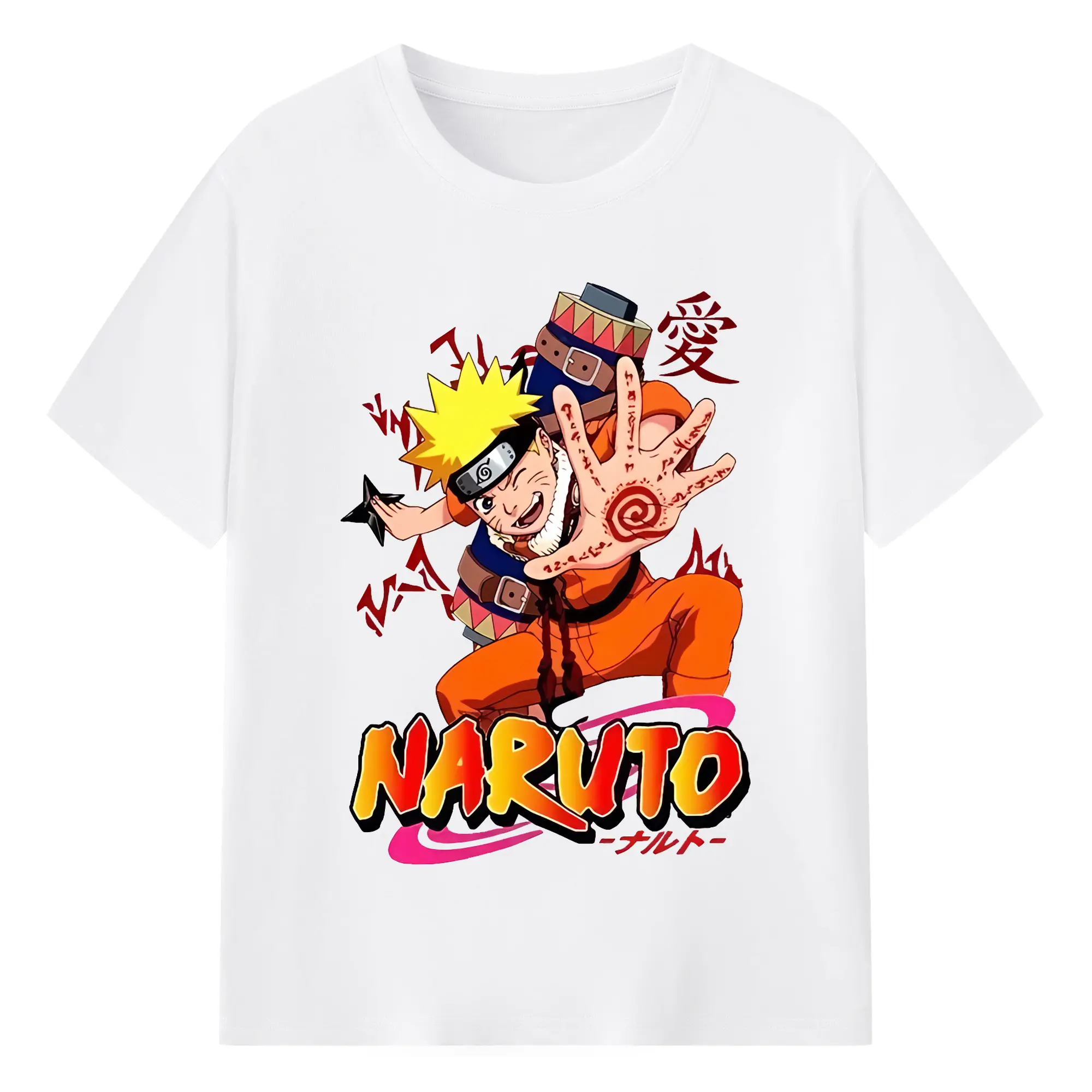 ナルト グッズ うずまき ナルト - 綿100％ 半袖Tシャツ ・ フロントプリント ・ 快適 通気性 ・ 日常使い 散歩 スポーツ用