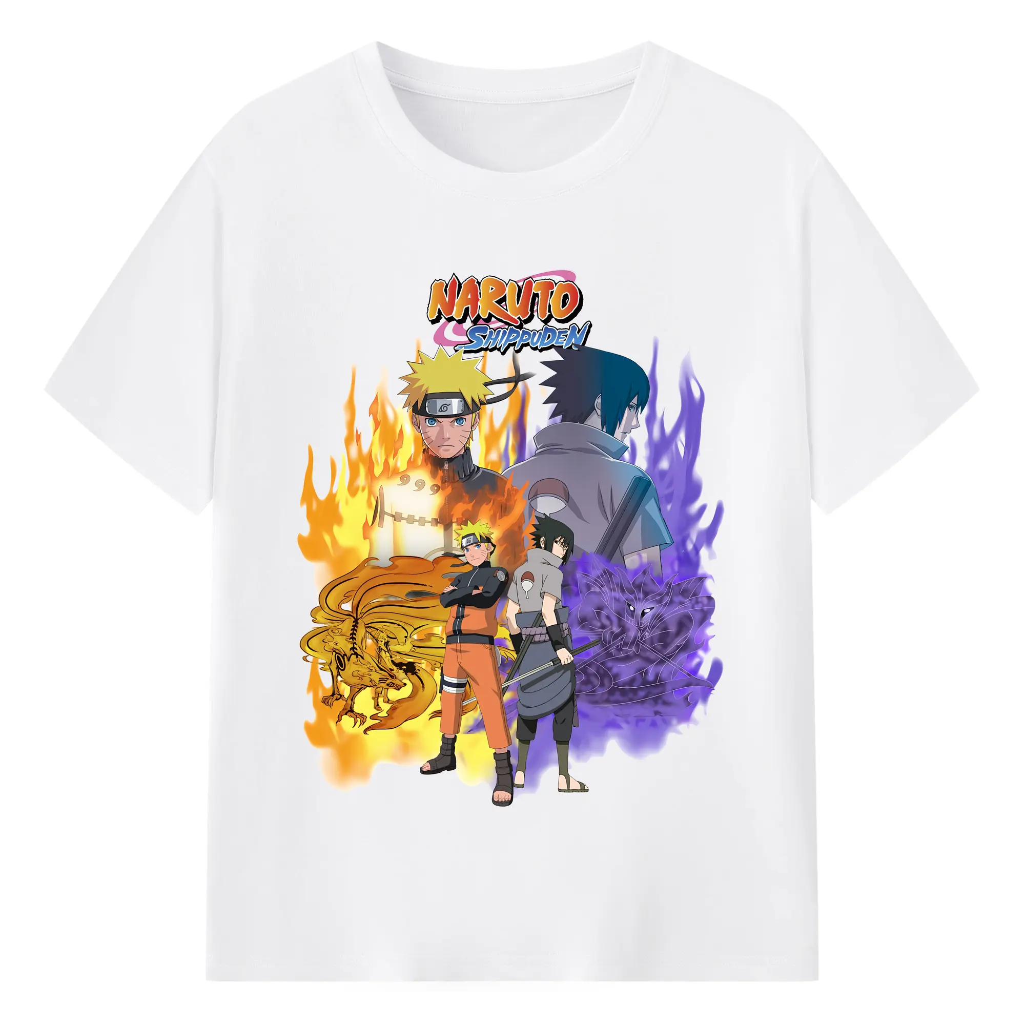 ナルト グッズ うずまき ナルト - 綿100％ 半袖Tシャツ ・ フロントプリント ・ 快適 通気性 ・ 日常使い 散歩 スポーツ用